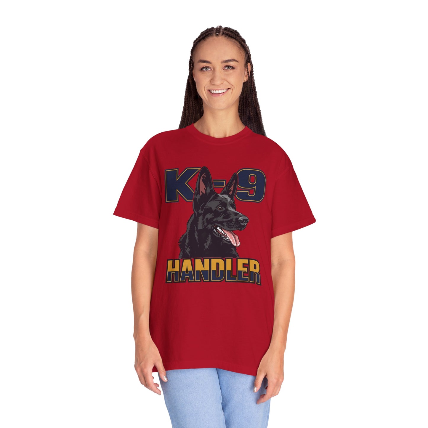 Black German Shepherd K-9 Handler T-Shirt, Garment-Dyed Unisex Tee for Dog Lovers