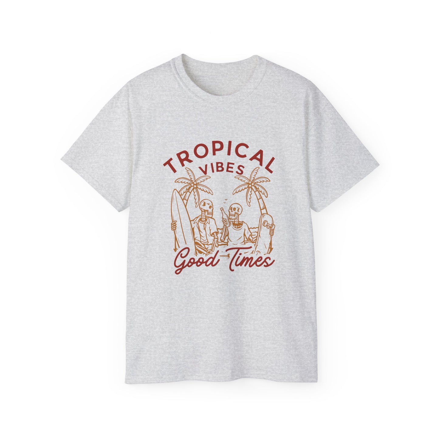 Tropical Vibes Unisex Cotton Tee, Fun Summer Shirt, Vacation Outfit, Beach Party Apparel, Good Times Graphic Tee