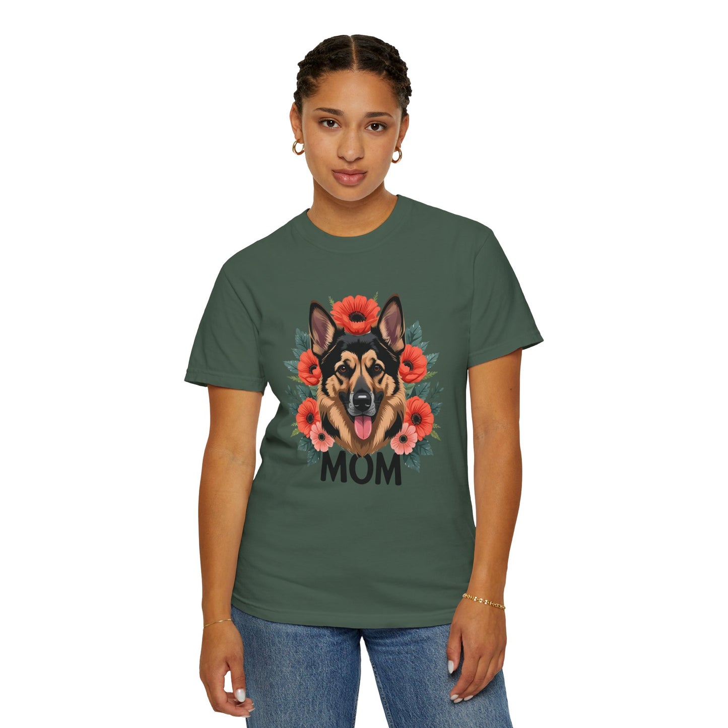Floral German Shepherd Dog Mom T-Shirt, Perfect Gift for Dog Lovers, Mother’s Day, Birthday, Casual Wear, Comfortable Everyday Tee