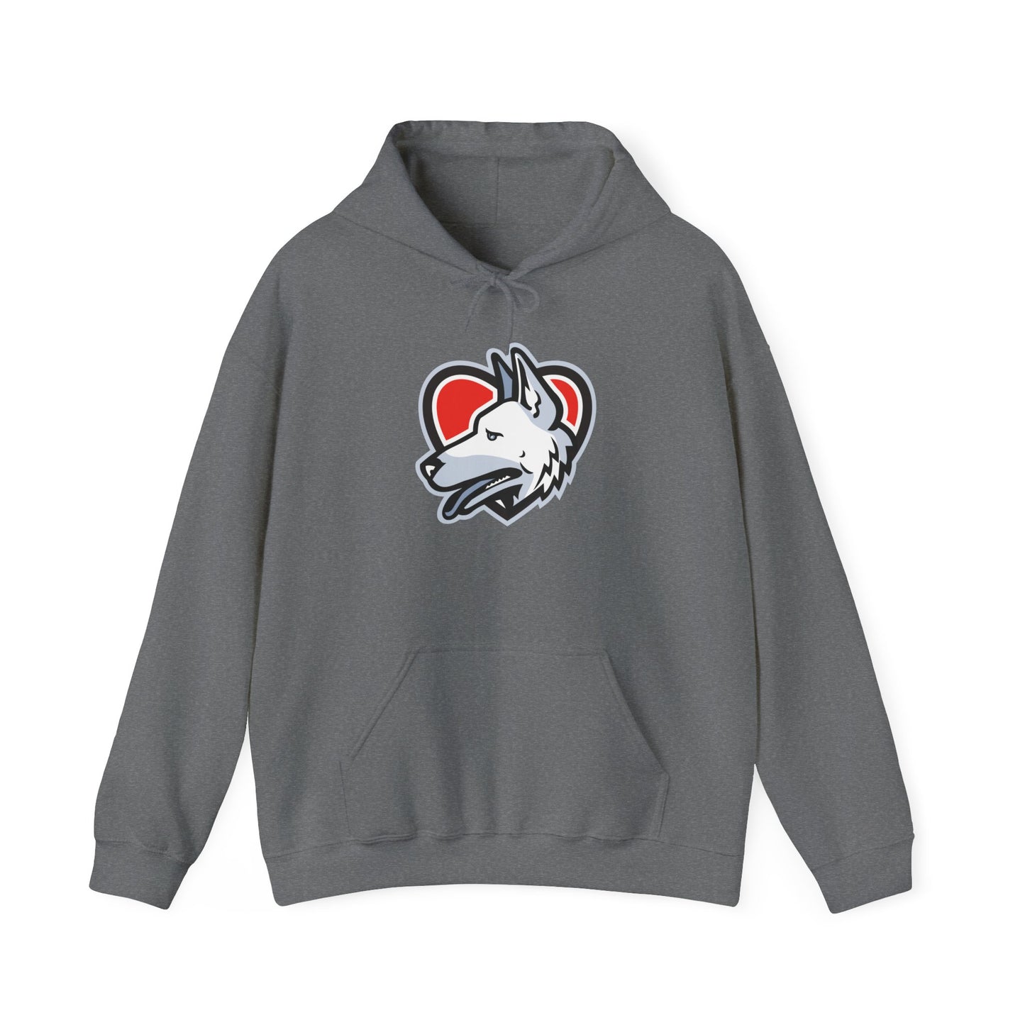 Unisex Dog Lover Hoodie With a Close Up Graphic of German Shepherd Placed Inside Red Heart