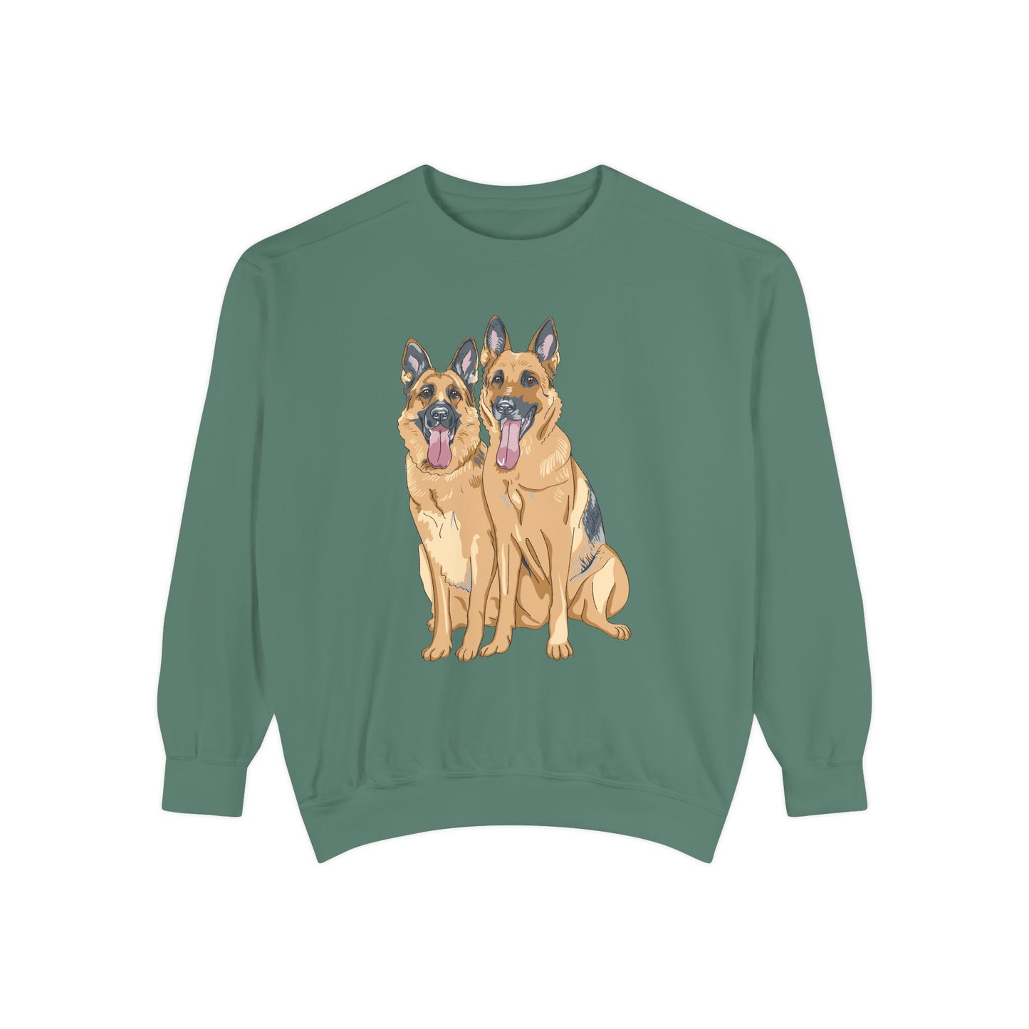 Unisex Dog Lover Sweatshirt With Graphic of Two German Shepherd Sloppily Sitting