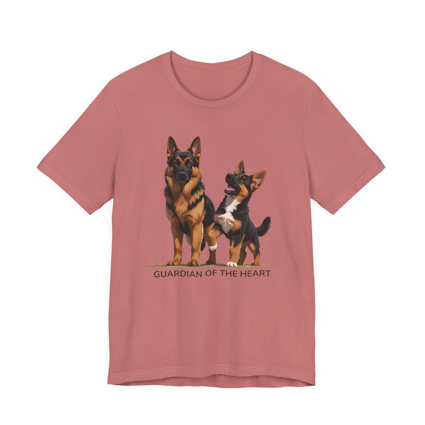 German Shepherd and Puppy Tee - Guardian of the Heart, Gifting for Pet Owners, Cute Graphic Shirt, Perfect for Birthdays, Dog-Themed Apparel