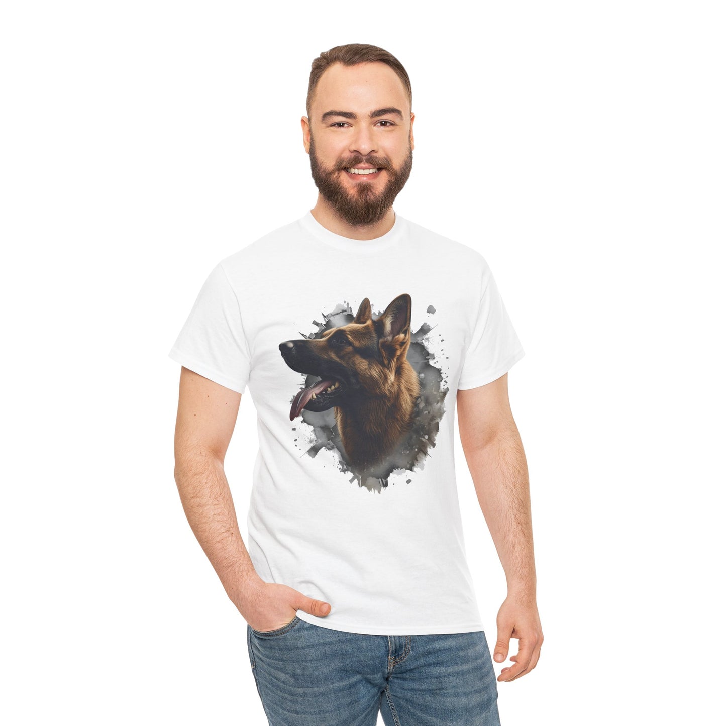 German Shepherd Lover Tee With 3D Design, Unisex Cotton Shirt, Dog T-Shirt, Pet Lovers Gift, Animal Enthusiast Apparel
