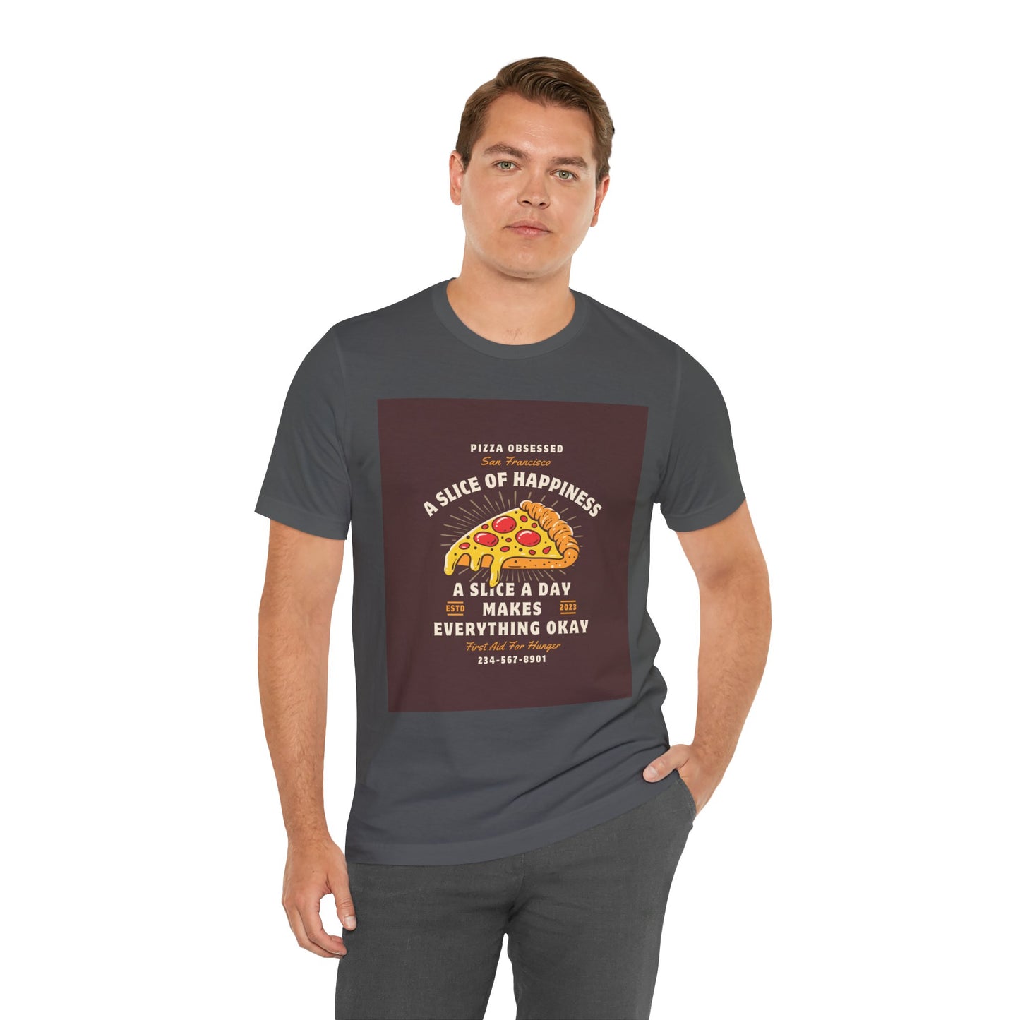 Pizza Lover's Happiness Tee, Fun Unisex T-Shirt, Casual Wear, Gift for Foodies, Pizza Party Attire, Comfortable Daily Shirt