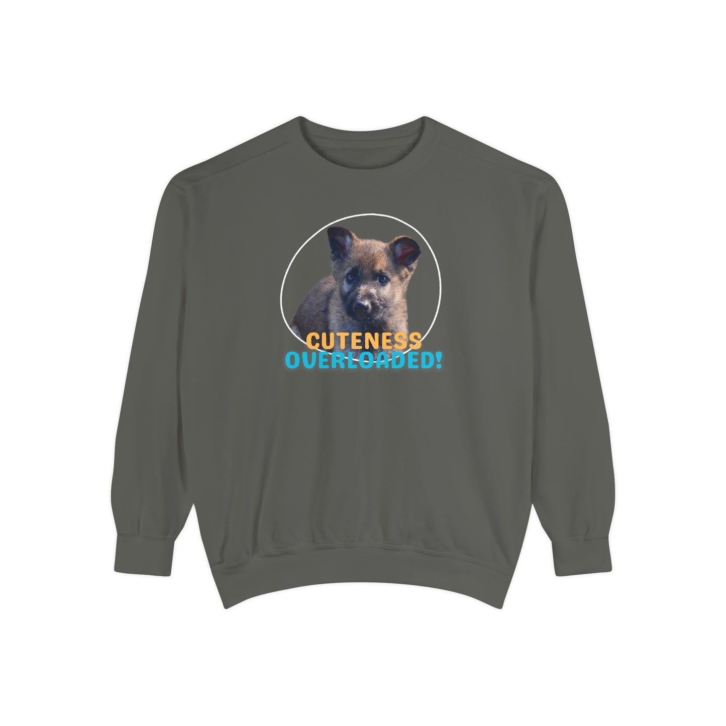 Unisex Dog Lover Hoodie With a Cute Sable German Shepherd Puppy and Caption Cuteness Overloaded