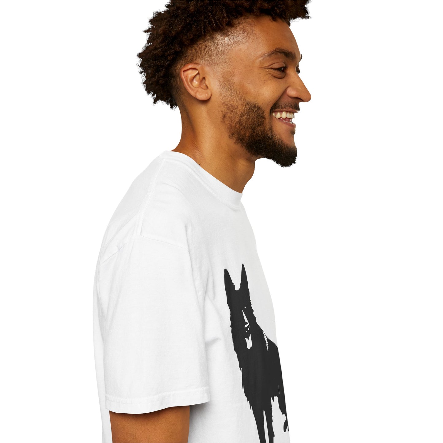 Unisex T-shirt With Graphic of Black German Shepherd Sloppy Sitting