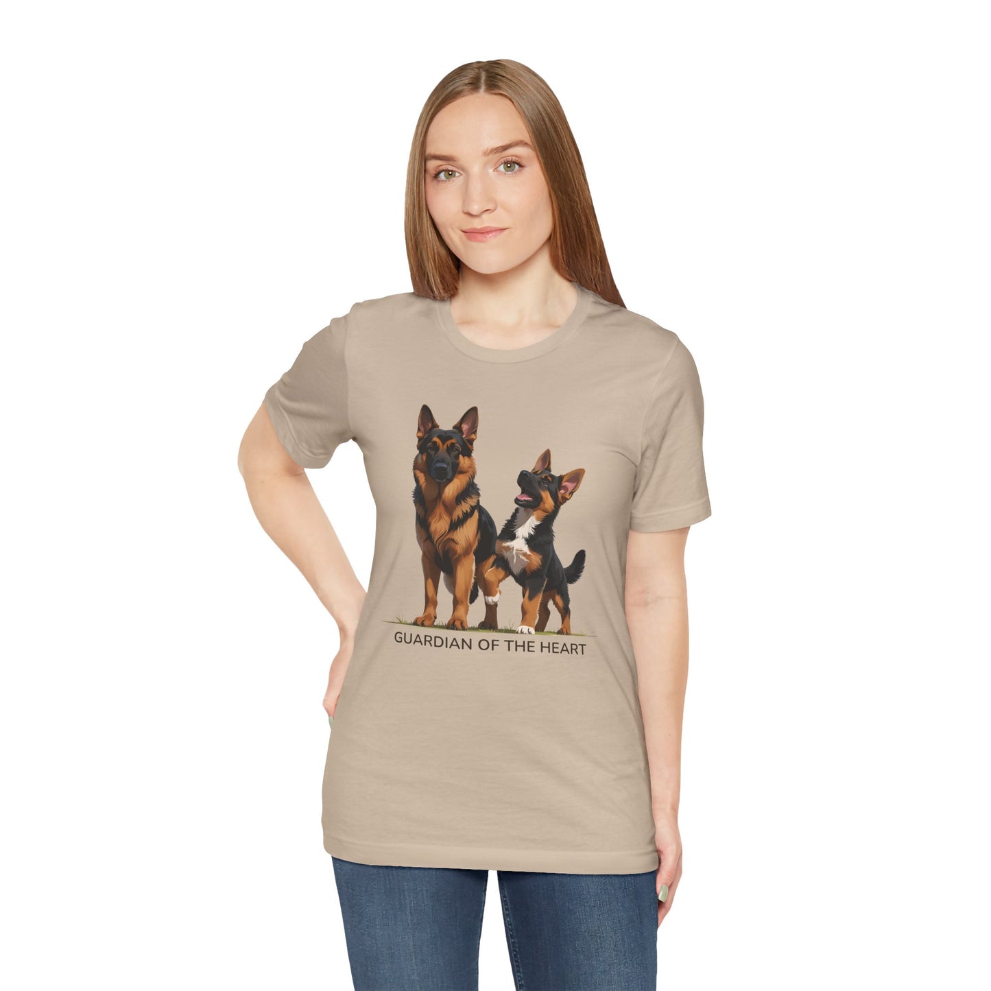 German Shepherd and Puppy Tee - Guardian of the Heart, Gifting for Pet Owners, Cute Graphic Shirt, Perfect for Birthdays, Dog-Themed Apparel