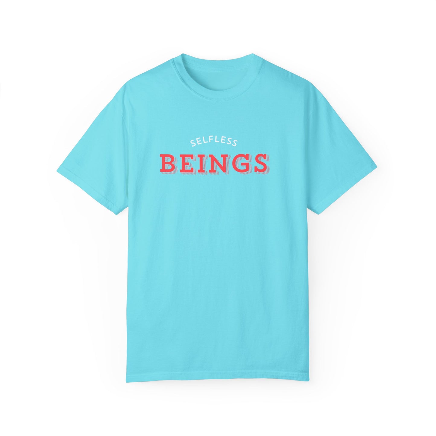 Unisex Dog Lover T-Shirt With Text "Selfless Beings" Designed in Red and White Style