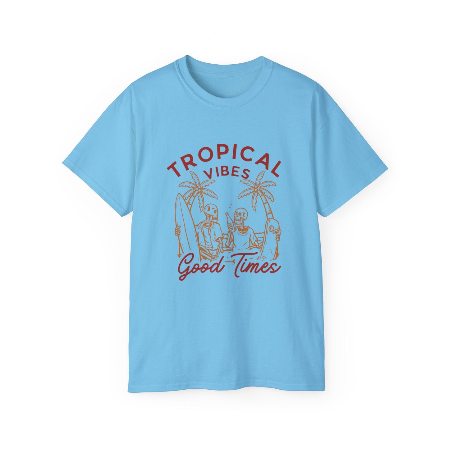 Tropical Vibes Unisex Cotton Tee, Fun Summer Shirt, Vacation Outfit, Beach Party Apparel, Good Times Graphic Tee