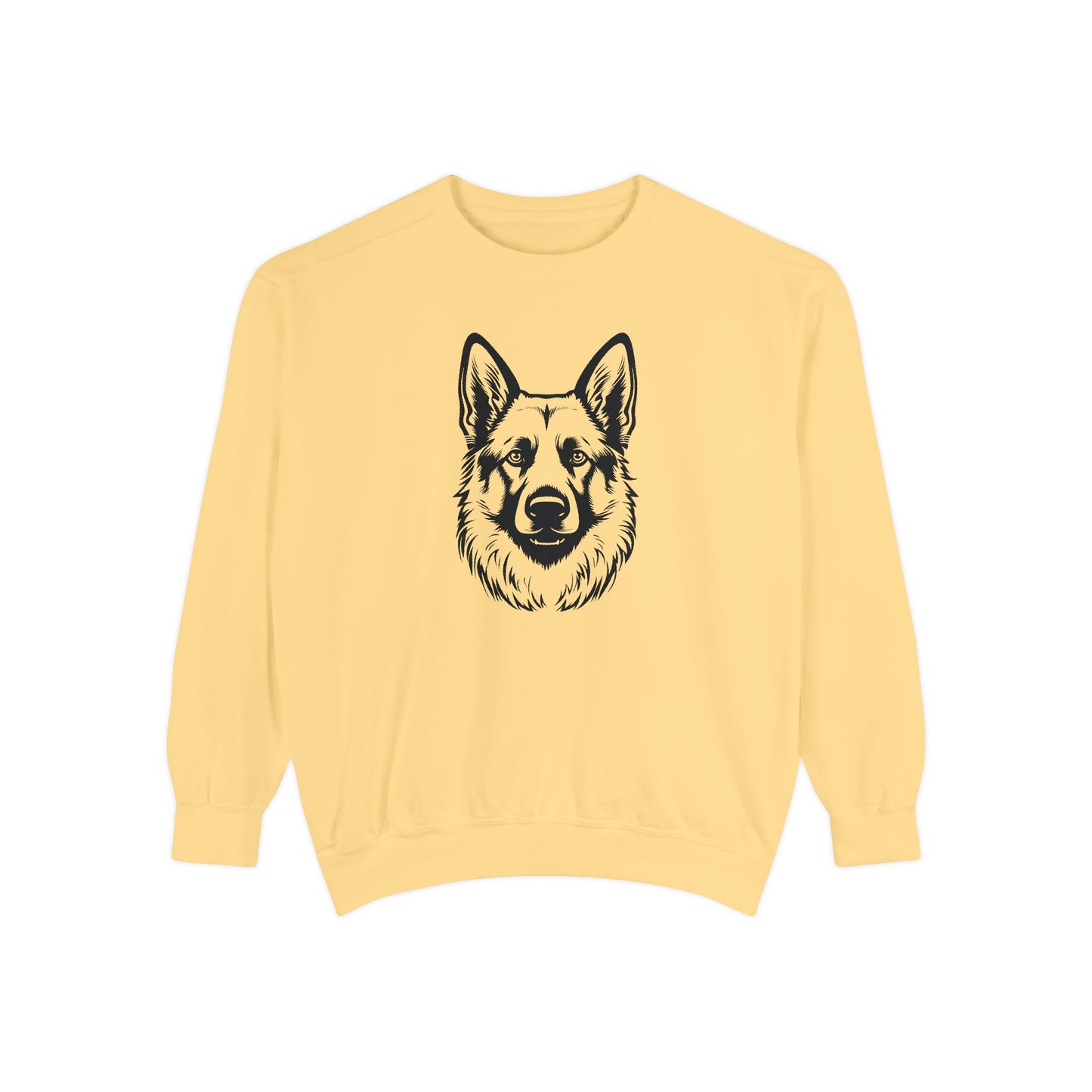 Unisex Dog Lover Sweatshirt With a Close Up Graphic of Black and Transparent German Shepherd