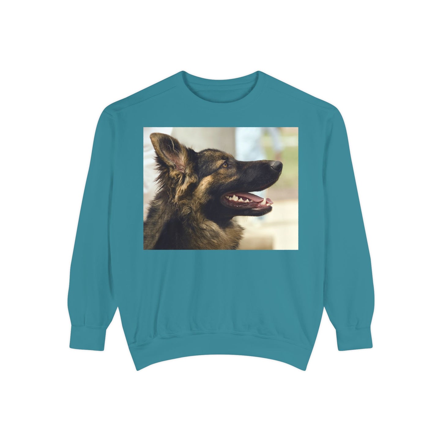Unisex Dog Lover Sweatshirt With Close Up of Working German Shepherd Mouth Opened