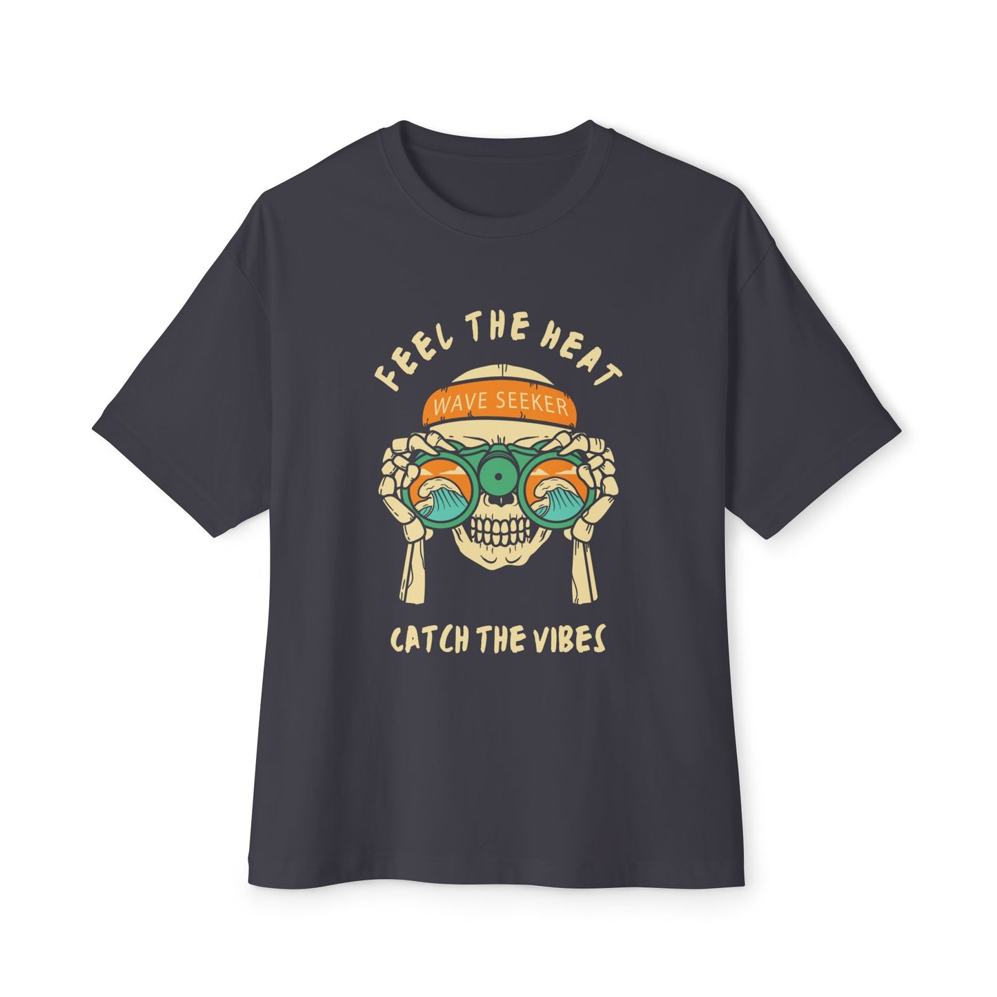 Feel The Heat Catch the Vibes Boxy Tee | Unisex Oversized T-Shirt, Beachwear, Surfing Apparel, Summer Tees, Gifts for Wave Seekers