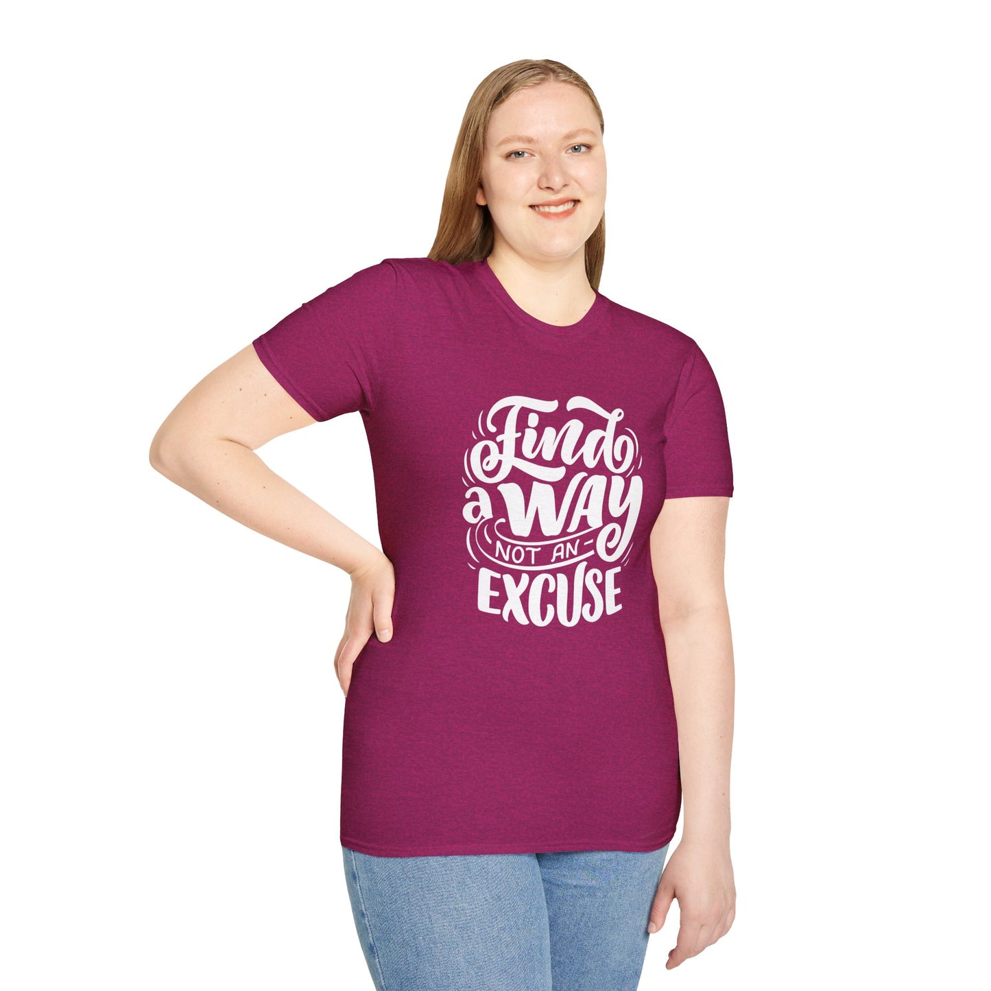 Inspirational Unisex T-Shirt - Find a Way Not an Excuse, Motivational Tee, Gift for Friends, Casual Wear, Year-Round Style