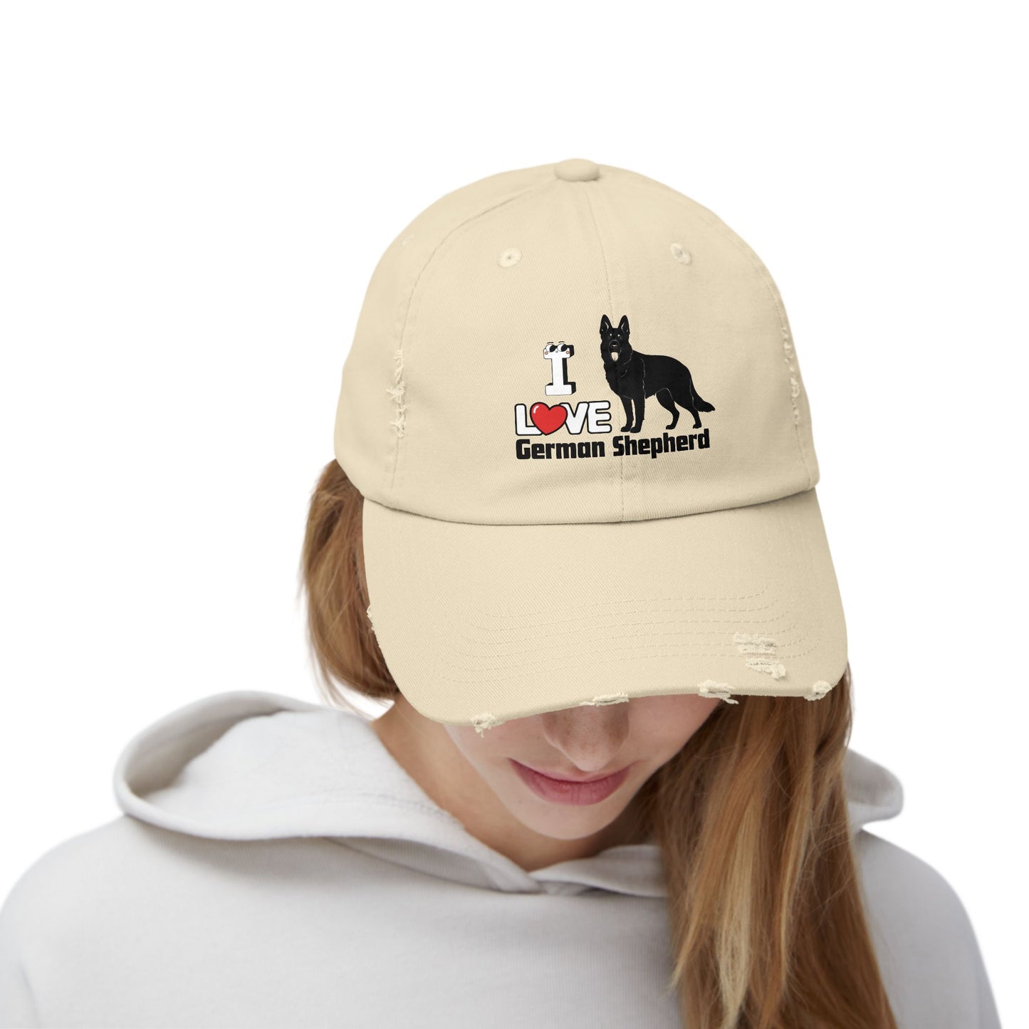 I Love German Shepherd Distressed Cap - Dog Lovers Gift