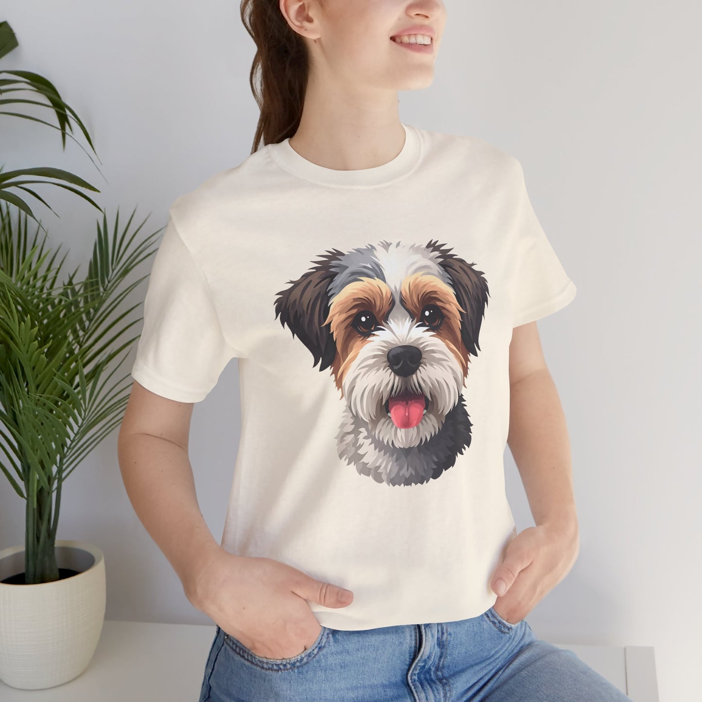 Unisex Dog Lover T-Shirt Featuring a 3D Design of Cute Fluffy Bichon Frise Mix | Gift for Dog Owners
