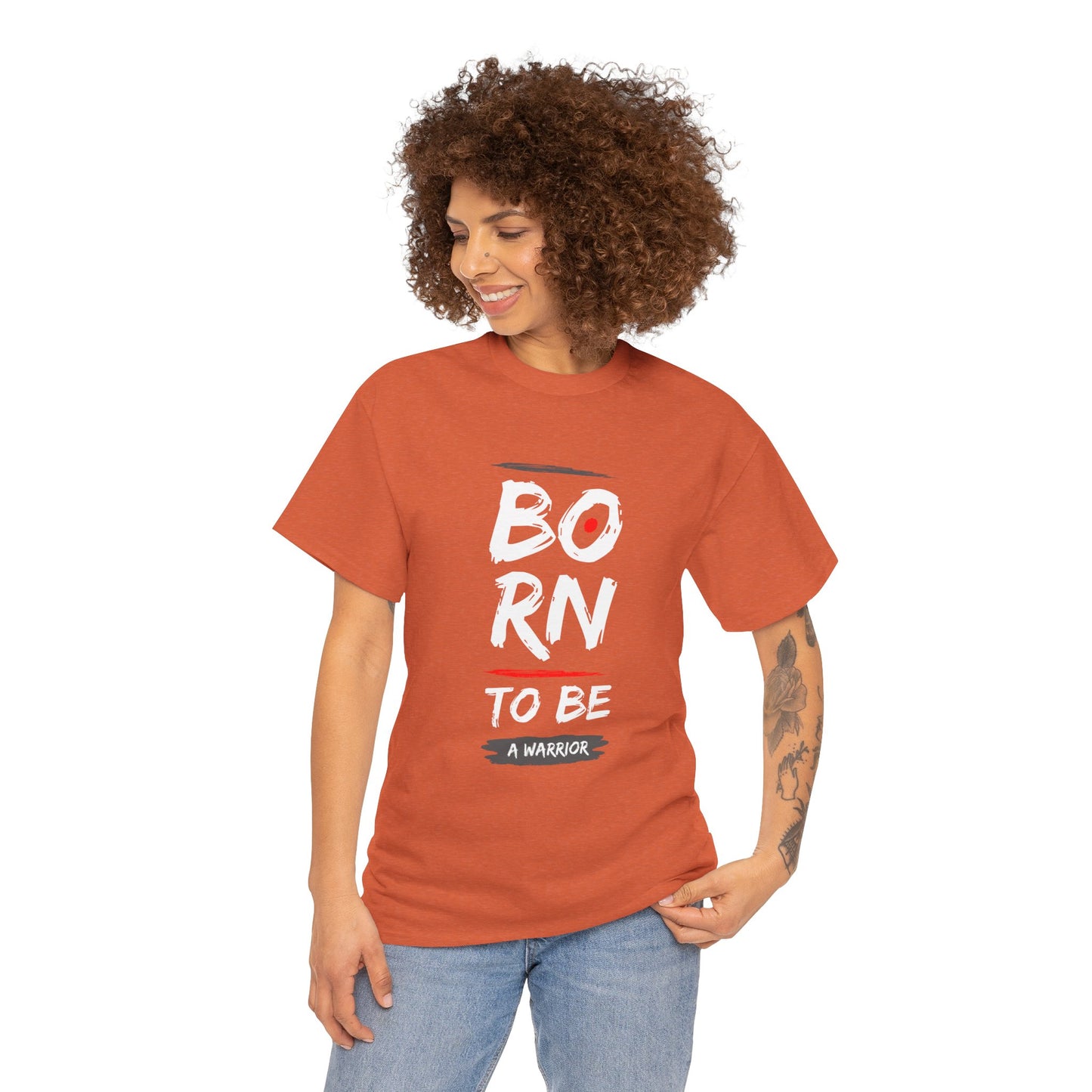 Born to Be a Warrior Unisex Heavy Cotton Tee, Inspirational Shirt for Veterans, Motivational Gift, Fitness Apparel, Casual Wear