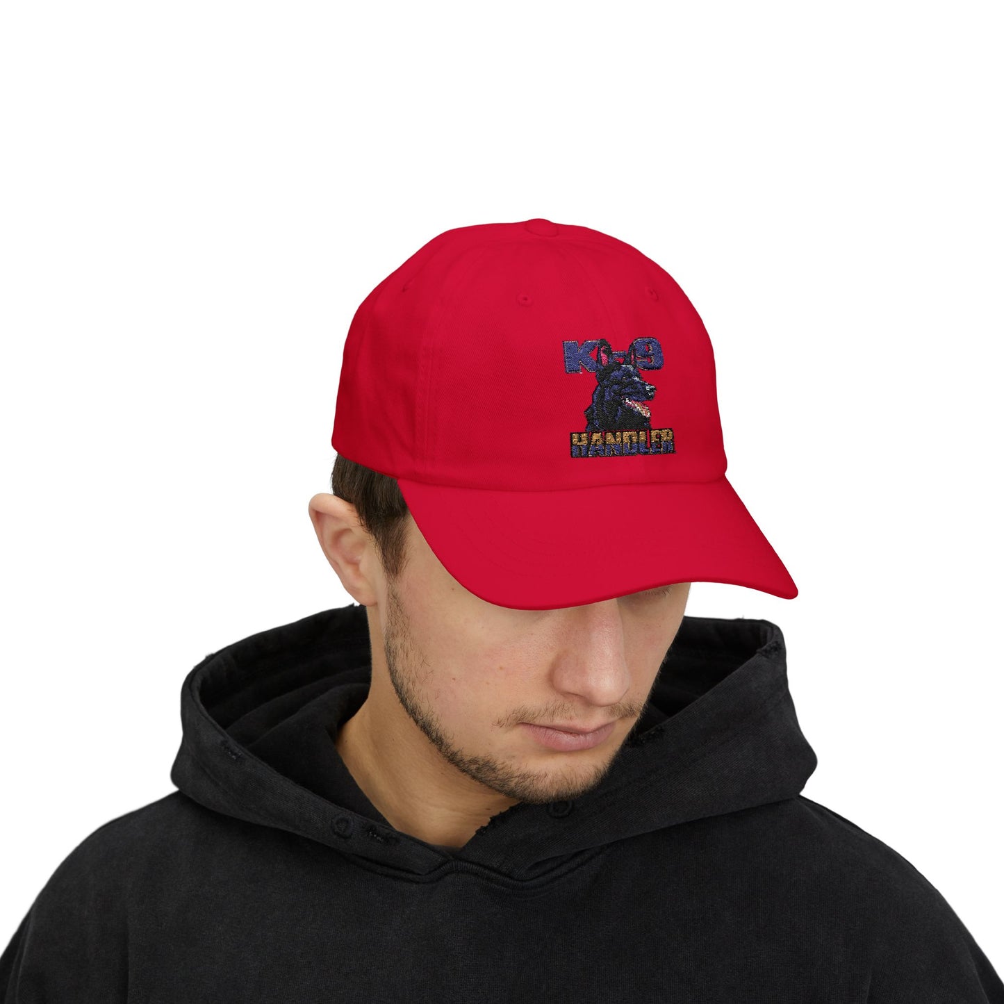 Embroidered K9 Handler Classic Dad Cap - Featuring a Black German Shepherd, Adjustable Cap for Pet Owners, Outdoor Hat