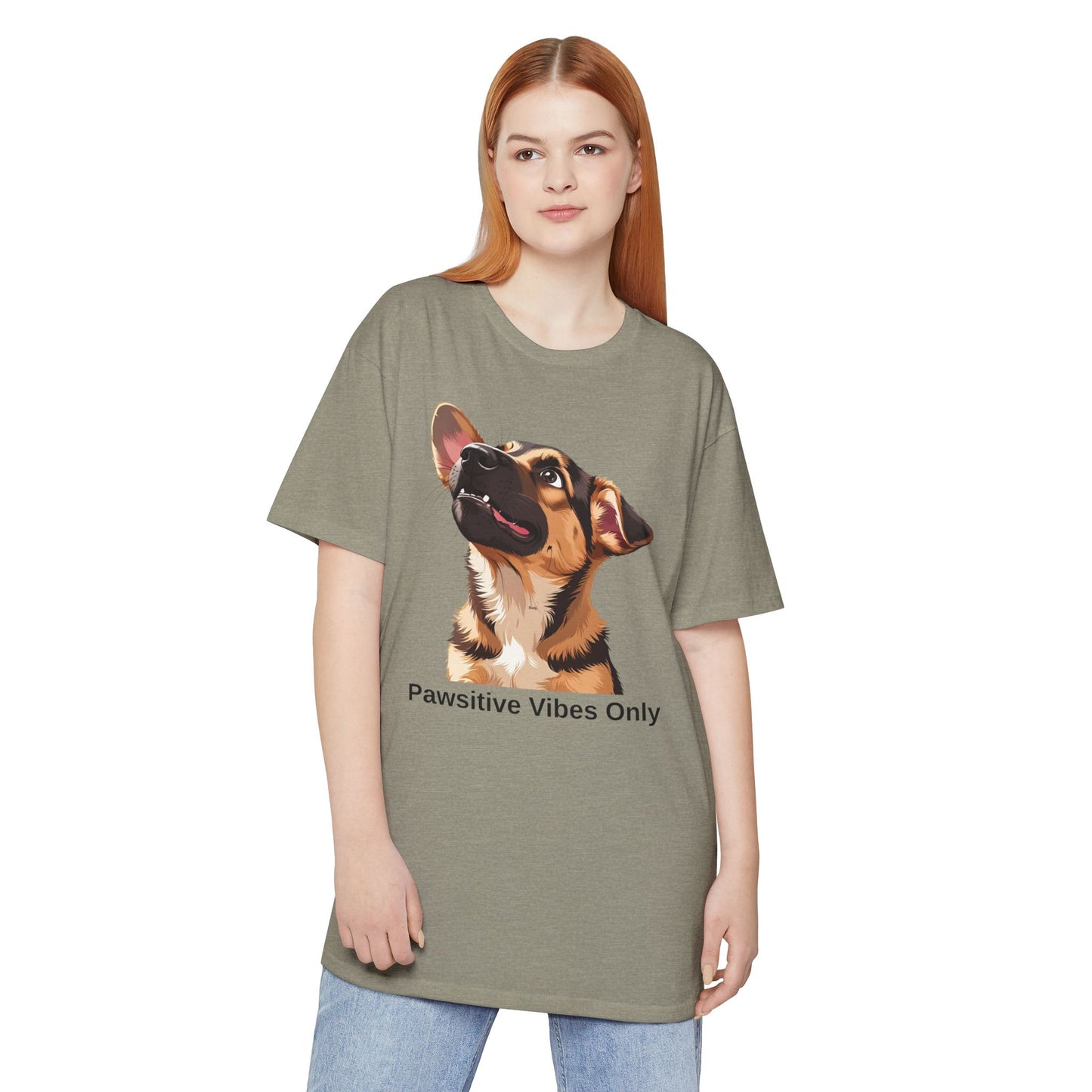 Pawsitive Vibes Only German Shepherd Puppy Urban Tee, Dog Lover Shirt, Casual Everyday Wear, Gift for Animal Lovers, Unique Graphic Tee