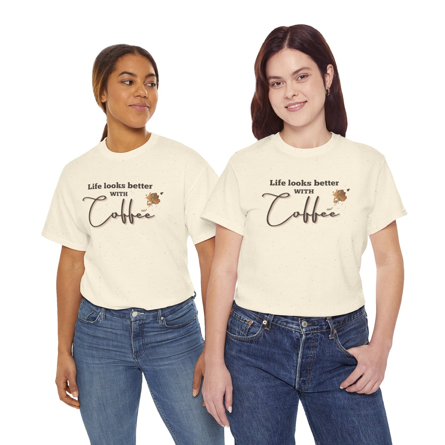 Life Looks Better with Coffee Tee | Unisex Cotton Tee for Coffee Lovers, Gift for Birthdays, Anniversaries, Casual Wear, Coffee-themed
