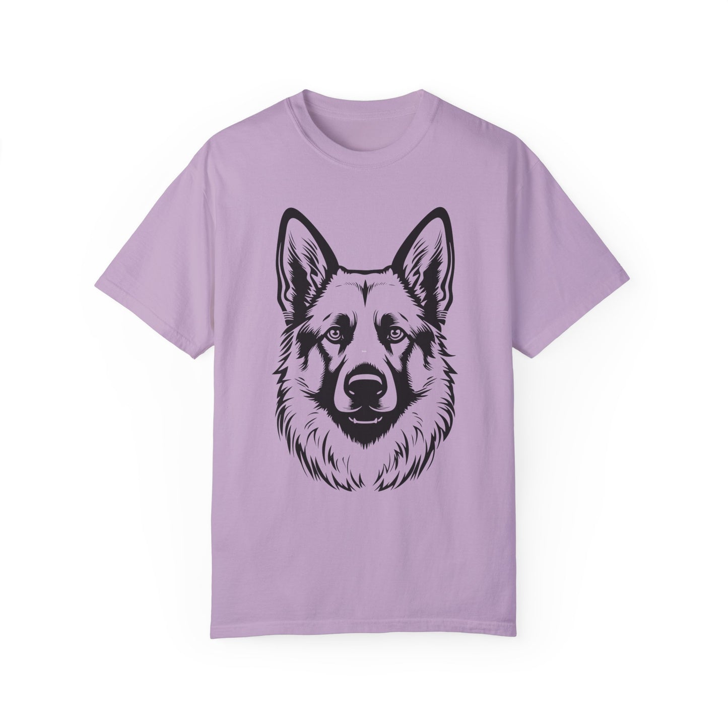Unisex Dog Lover T-Shirt With a Close Up Graphic of Black and Transparent German Shepherd