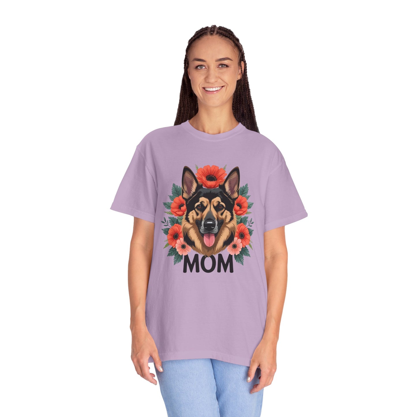 Floral German Shepherd Dog Mom T-Shirt, Perfect Gift for Dog Lovers, Mother’s Day, Birthday, Casual Wear, Comfortable Everyday Tee