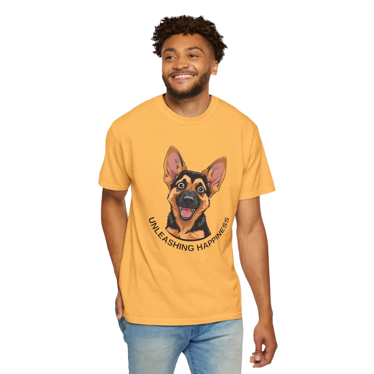Happy Dog Graphic Tee, Unisex German Shepherd Puppy T-Shirt - Unleashing Happiness, Pet Lover Gift, Animal Lovers Apparel, Unique Dog Lover Shirt