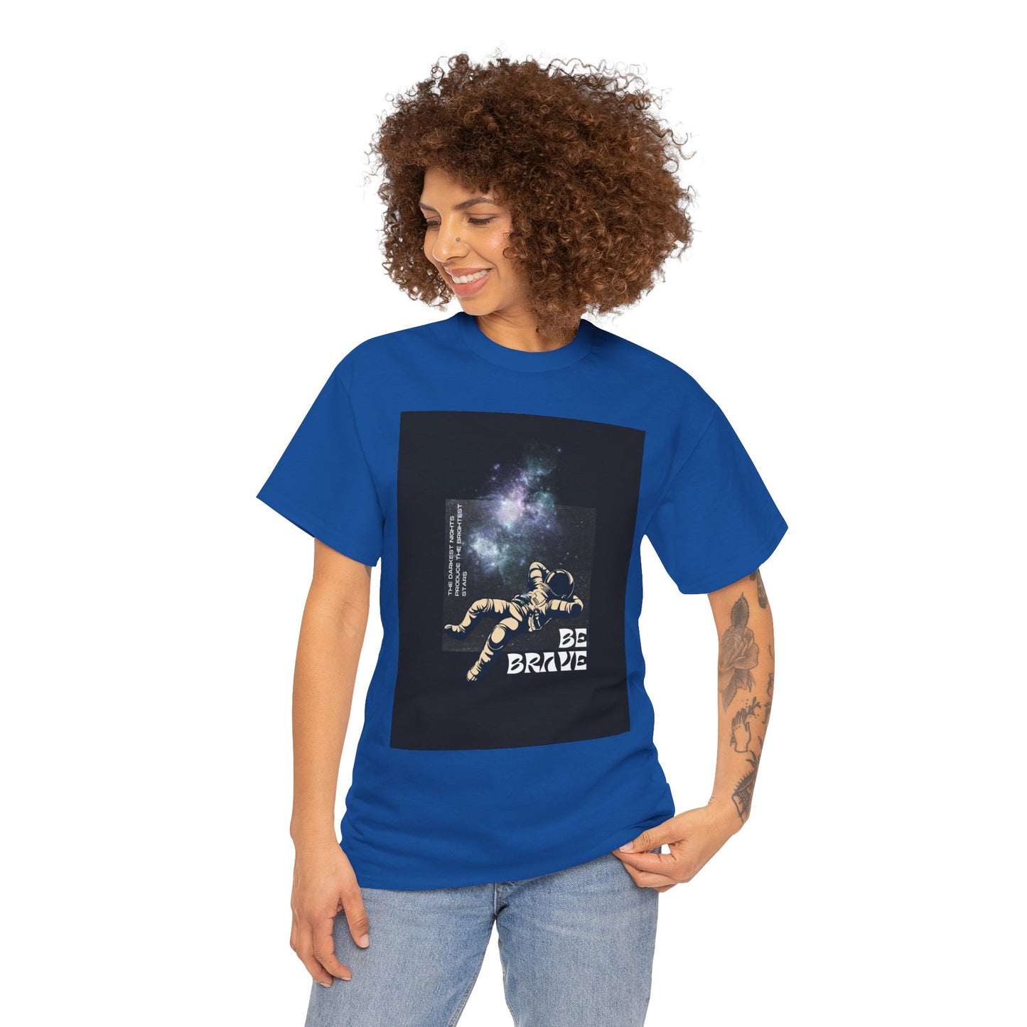 Be Brave Tee, Inspirational T-Shirt, Unisex Cotton Top, Space Graphic Shirt, Motivational Gift, Everyday Wear