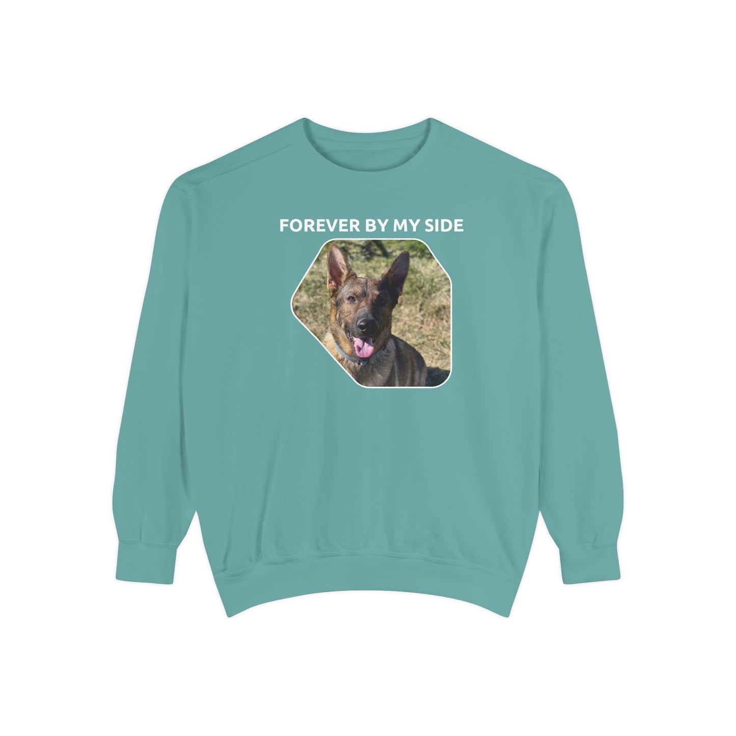 Unisex Dog Lover Sweatshirt With a Sable German Shepherd and Caption Forever By My Side