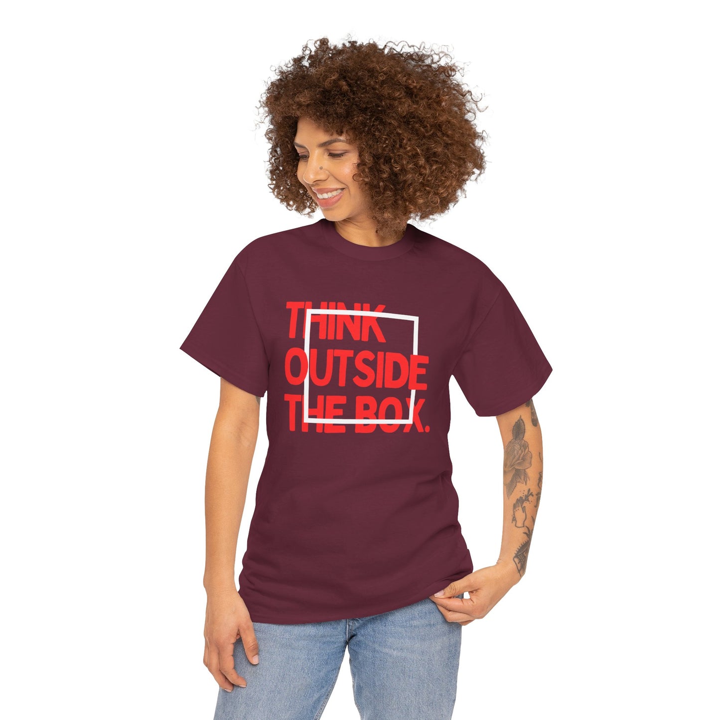 Creative Thinking Unisex Cotton Tee - Thin Out of Box, Inspirational Shirt, Motivational Gifts, Trendy Top for All Occasions, Perfect for Dreamers