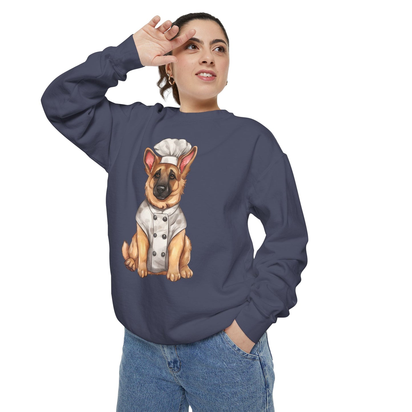 Chef German Shepherd Unisex Garment-Dyed Sweatshirt - Cute Dog Lover Gift