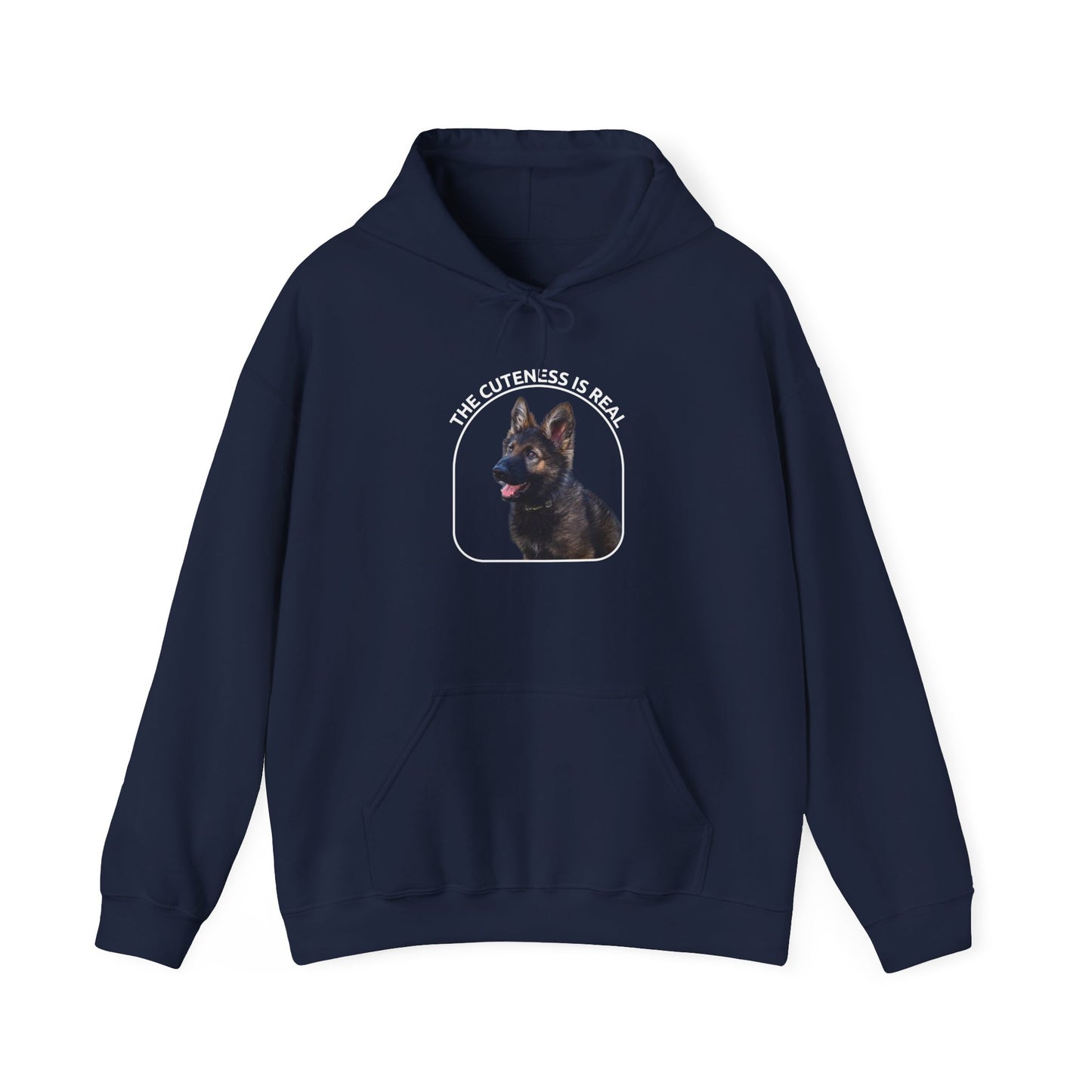 Unisex Dog Lover Hoodie With Cute German Shepherd Puppy and Caption The Cuteness Is Real