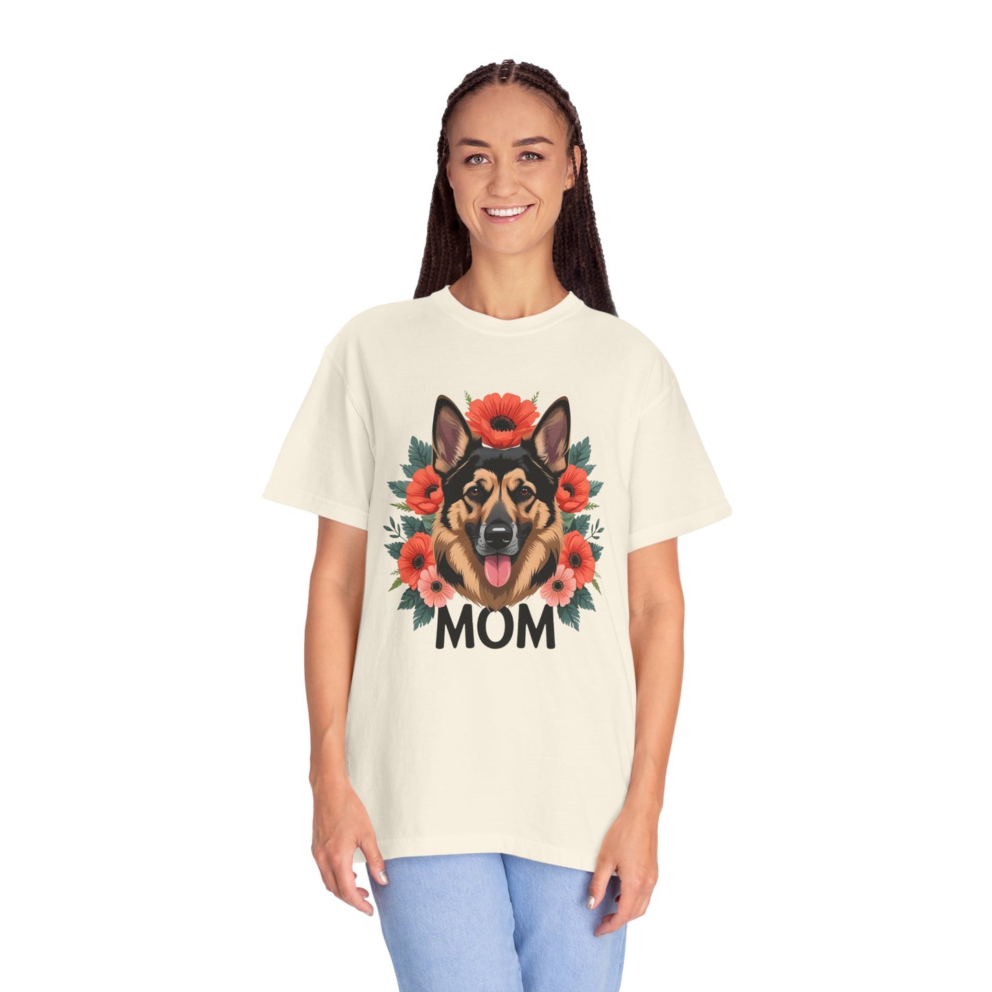 Floral German Shepherd Dog Mom T-Shirt, Perfect Gift for Dog Lovers, Mother’s Day, Birthday, Casual Wear, Comfortable Everyday Tee