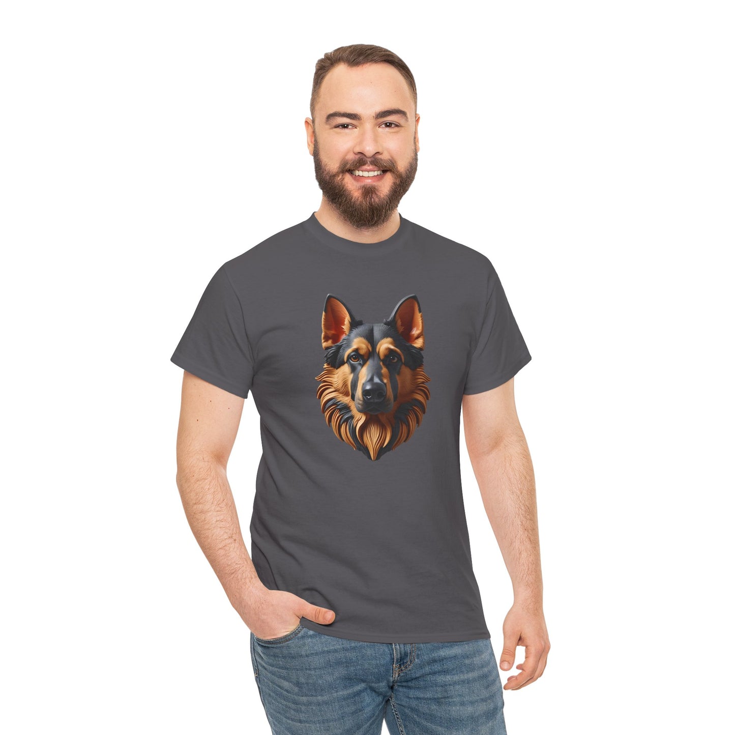 German Shepherd Lover Tee With 3D Design, Unisex Cotton Shirt, Dog T-Shirt, Pet Lovers Gift, Animal Enthusiast Apparel