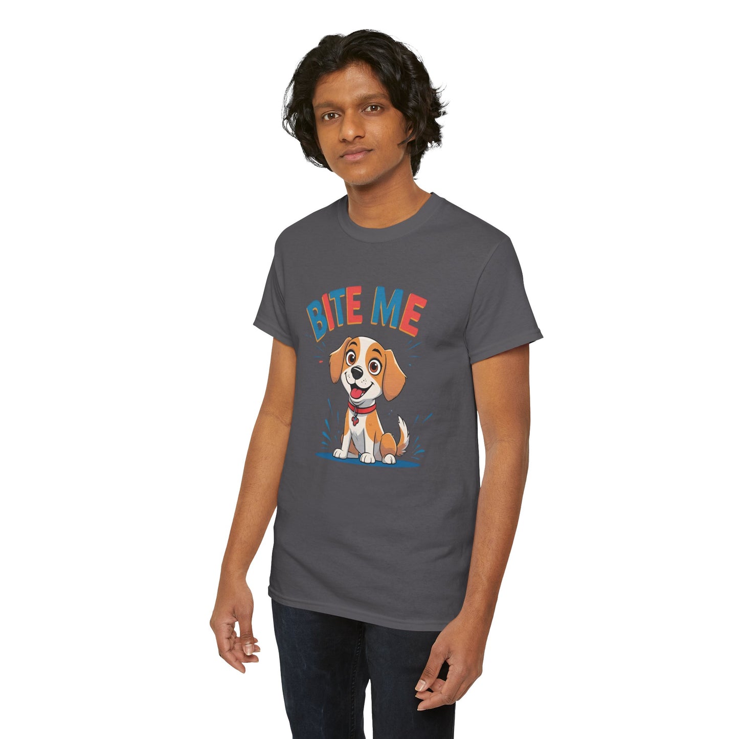 Playful Dog Lover Tee, Bite Me Unisex Cotton T-Shirt for Dog Trainers, Funny Gift for Dog Lovers, Cute Dog Apparel