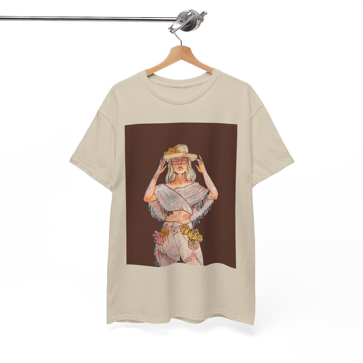 Bohemian Vibes Unisex Heavy Cotton Vintage Tee, Casual Wear, Summer Style Shirt, Gift for Her, Festival Outfit, Art-Inspired Apparel