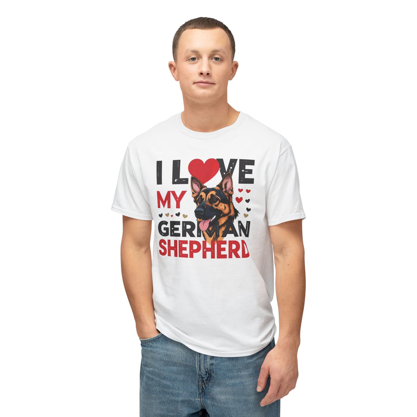 I Love My German Shepherd T-Shirt, Cute Dog Lover Gift, Pet Parent Apparel, Dog Adoption Celebration, Canine Lover's Tee