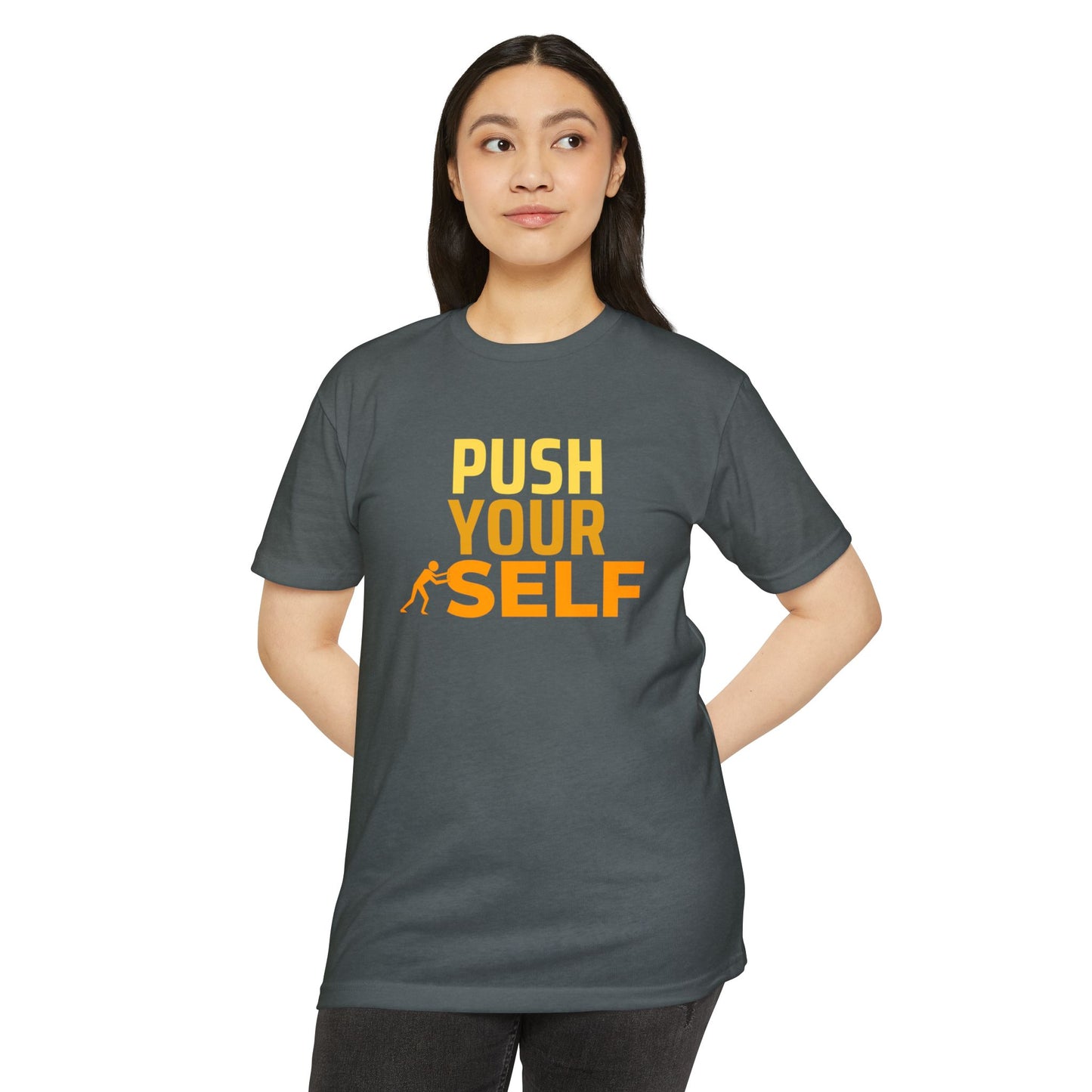 Motivational Fitness T-Shirt – "Push Your Self" - Cool Graphic Tee, Workout Shirt, Gift for Gym Lovers, Unisex Activewear, Casual Wear