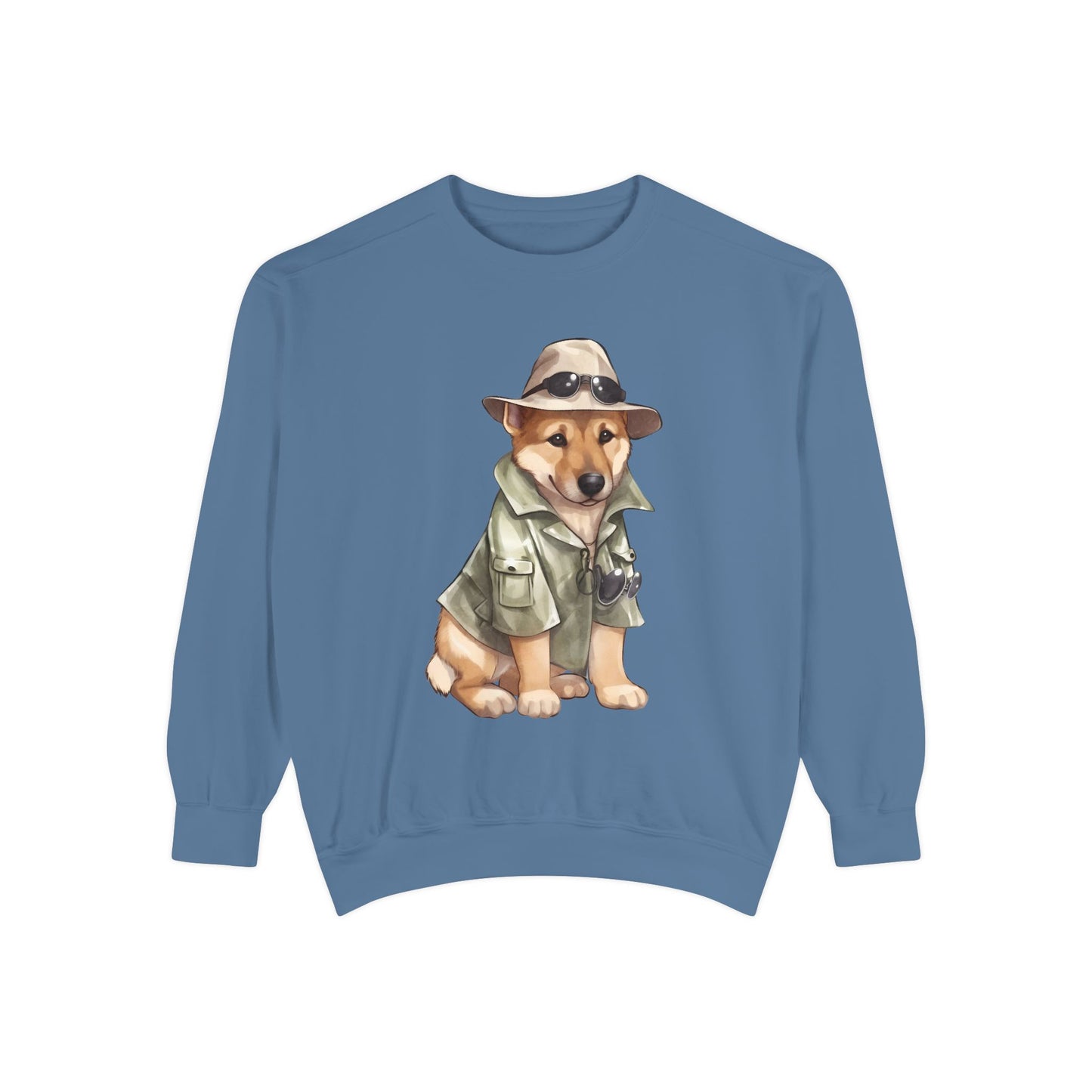 Unisex Dog Lover Sweatshirt With a Graphic of German Shepherd Wearing Detector's Hat and Costume