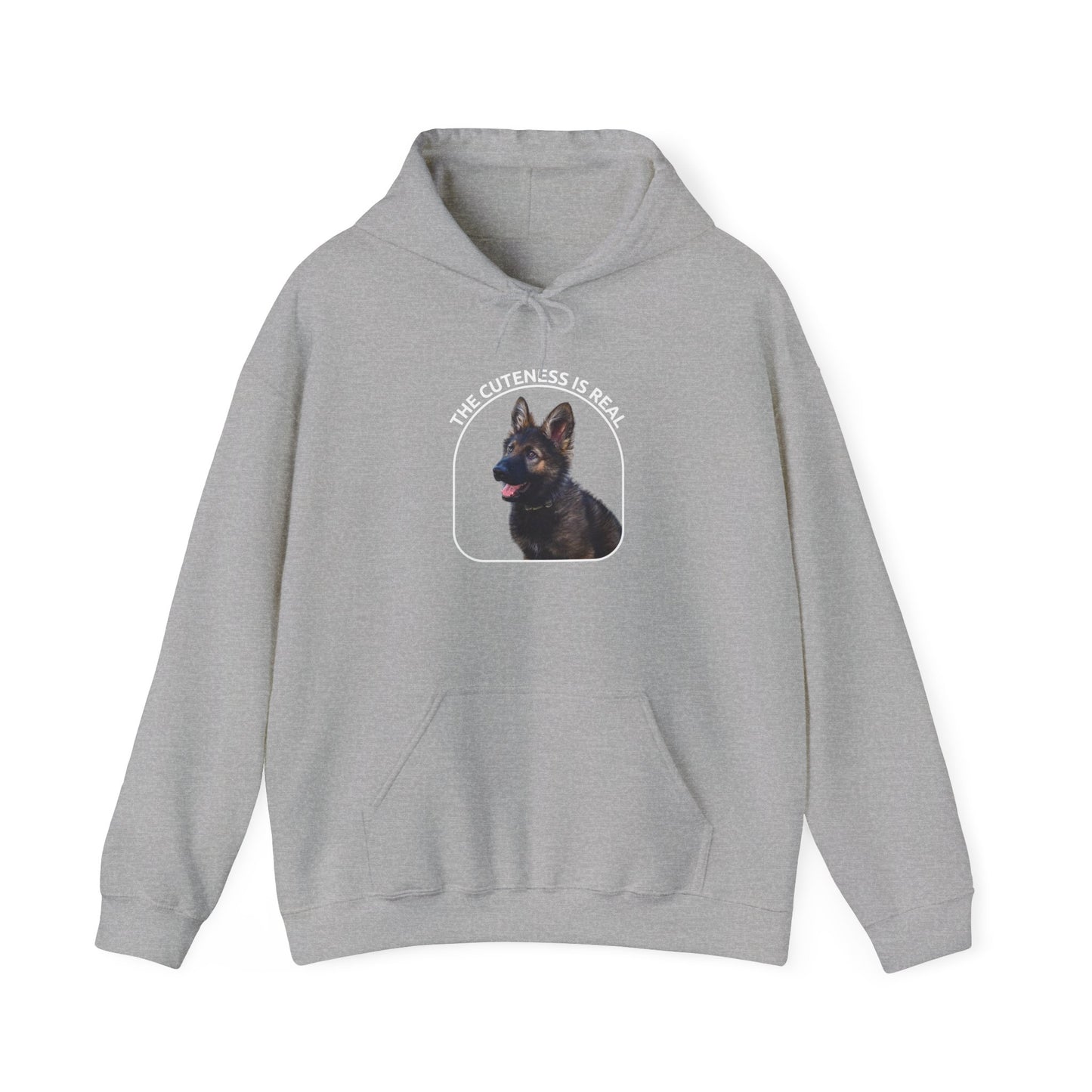 Unisex Dog Lover Hoodie With Cute German Shepherd Puppy and Caption The Cuteness Is Real