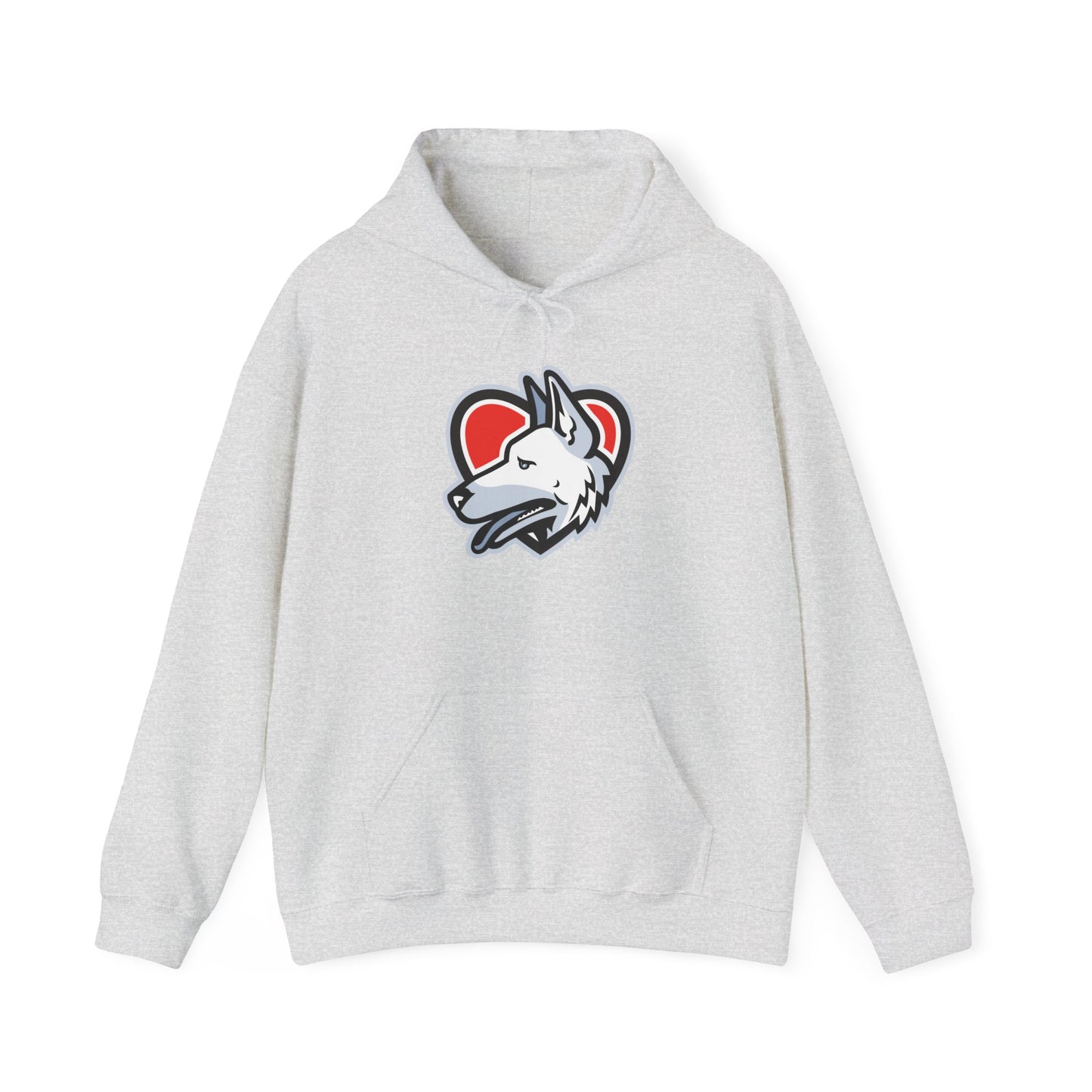 Unisex Dog Lover Hoodie With a Close Up Graphic of German Shepherd Placed Inside Red Heart