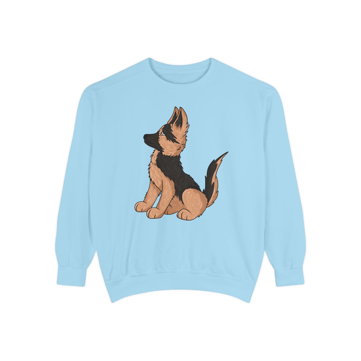 Unisex Dog Lover Sweatshirt With a Graphic of Cute German Shepherd Puppy Looking Upward