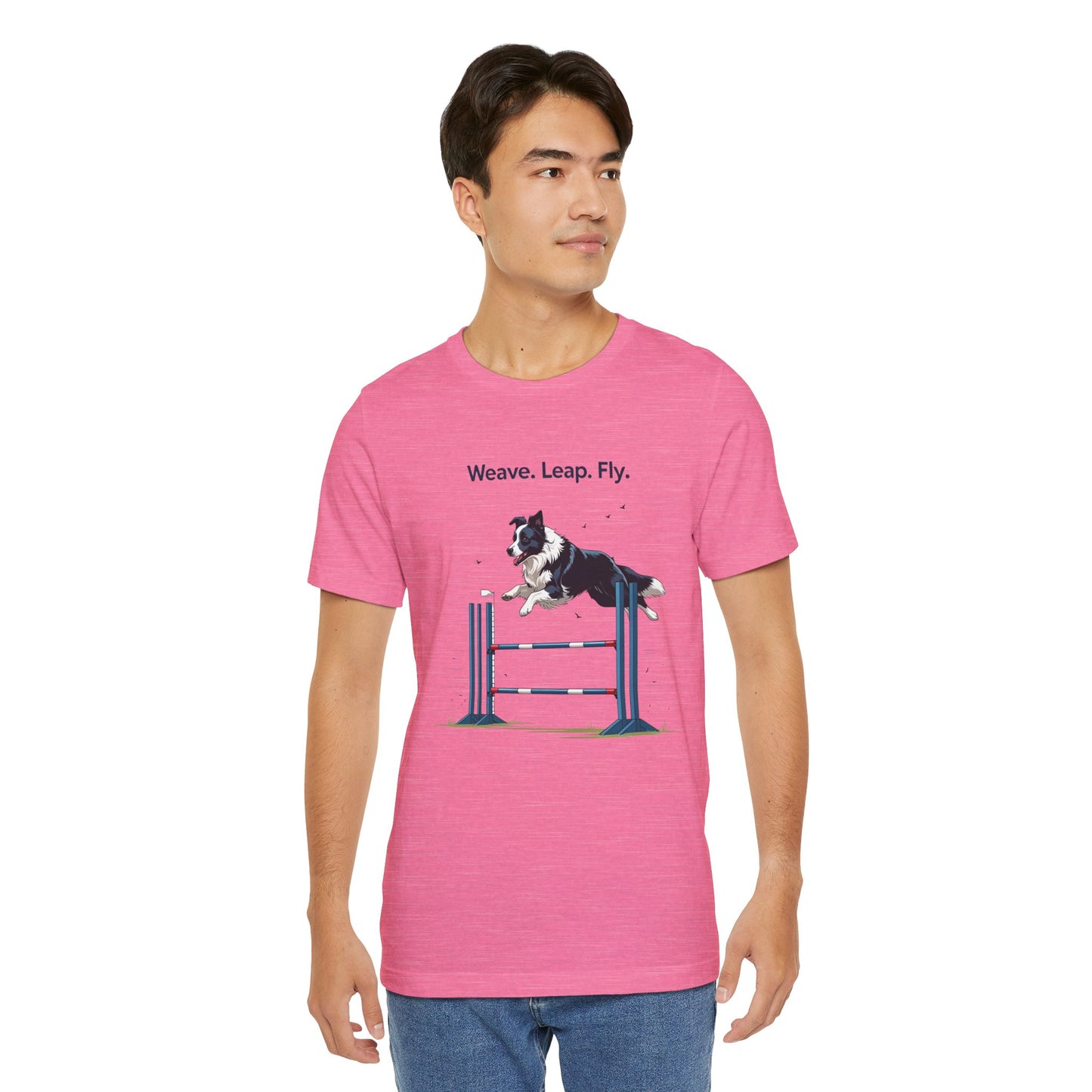 Dog Agility Spirit T-Shirt, Weave Leap Fly Tee, Gifts for Dog Lovers, Pet Enthusiasts, Animal Lovers T-Shirt, Casual Wear, Dog Show Gear