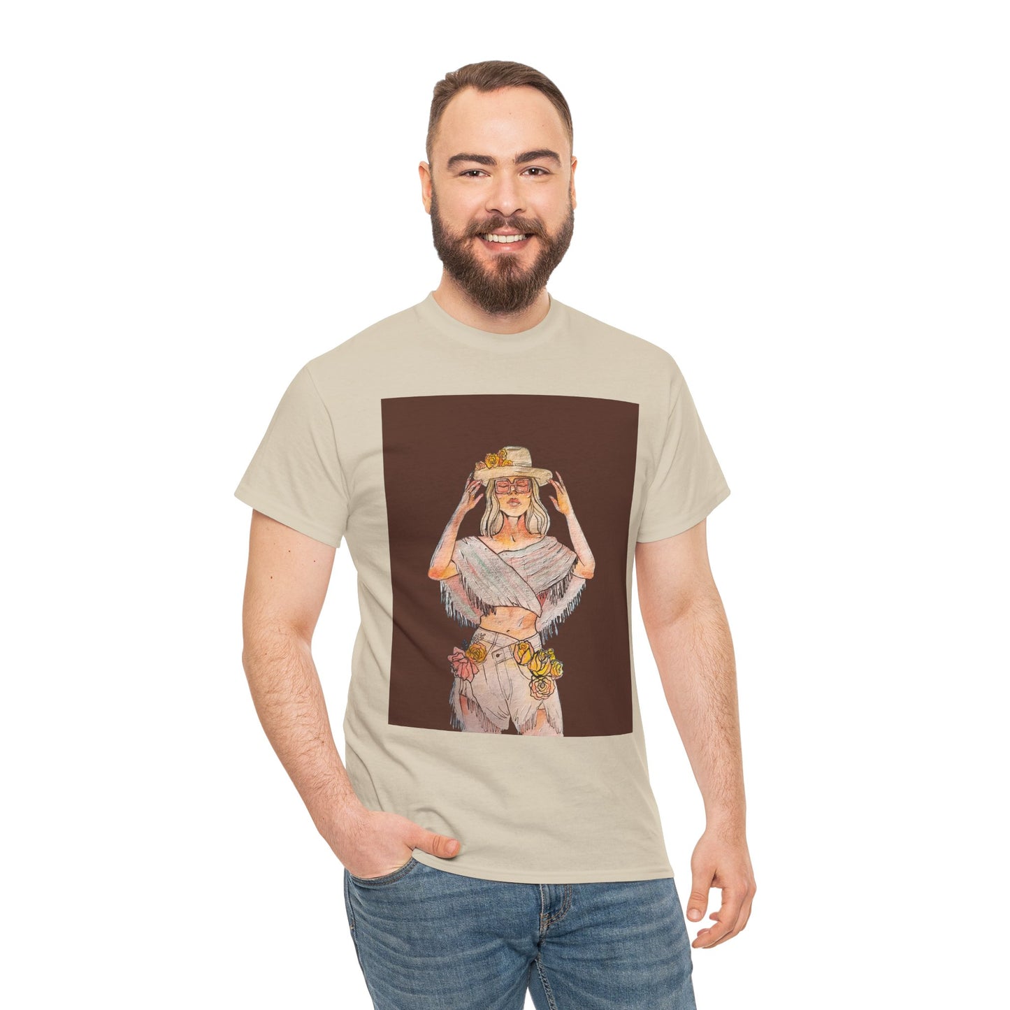 Bohemian Vibes Unisex Heavy Cotton Vintage Tee, Casual Wear, Summer Style Shirt, Gift for Her, Festival Outfit, Art-Inspired Apparel