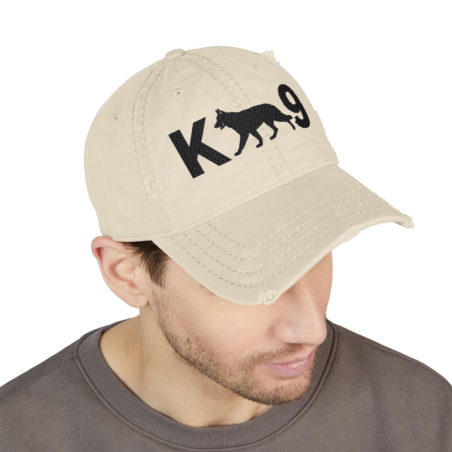 Embroidered K9 Distressed Dad Hat, Vintage Baseball Cap, Casual Summer Accessory