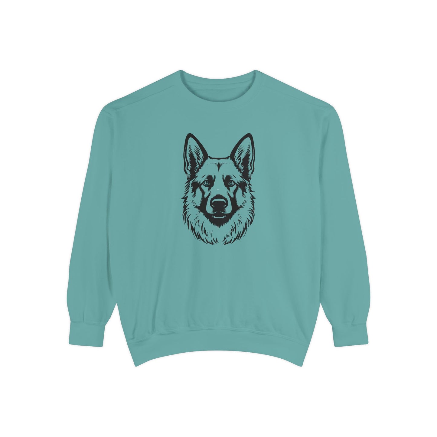 Unisex Dog Lover Sweatshirt With a Close Up Graphic of Black and Transparent German Shepherd