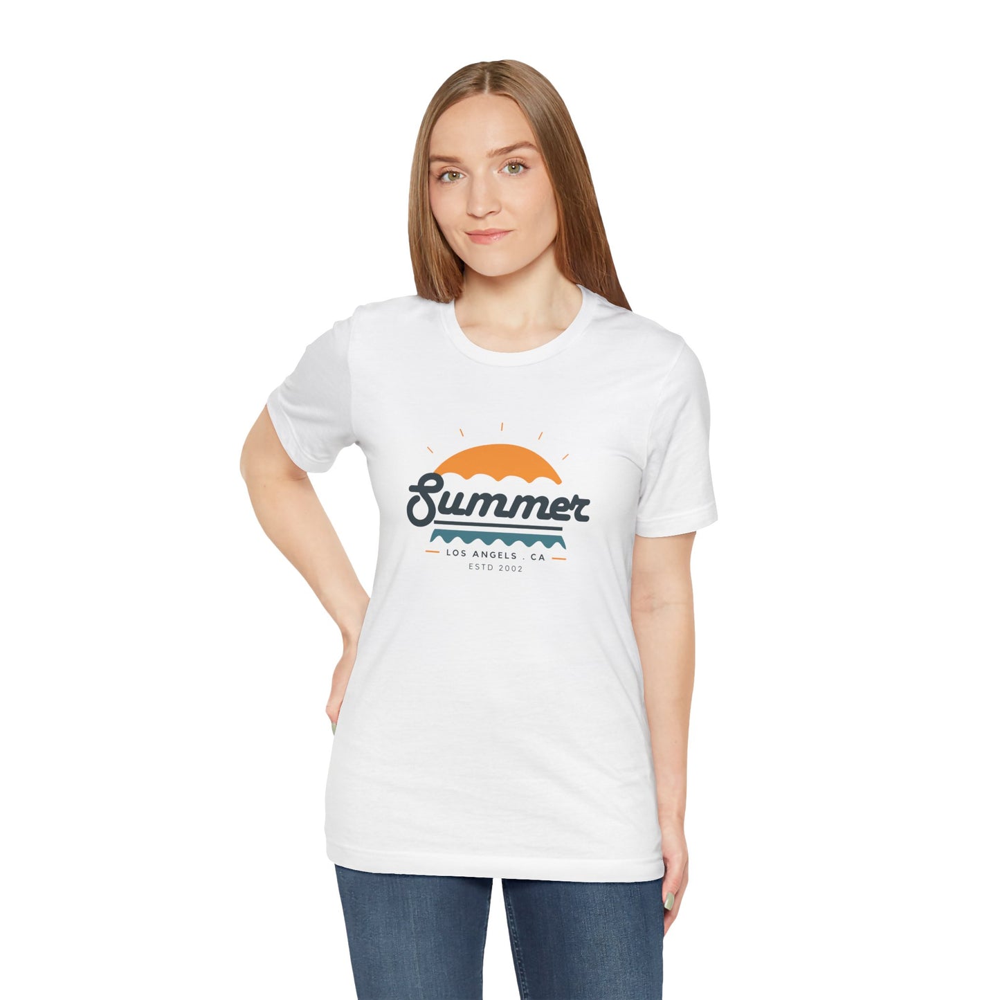 Summer Vibes Unisex Jersey Short Sleeve Tee, Beach Shirt, Casual Summer Wear, Gift for Friends, Coastal Adventure Top, LA Style Tee