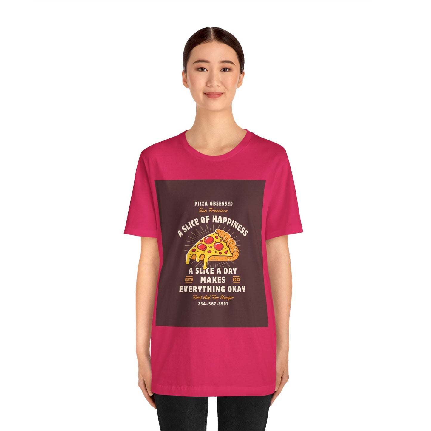 Pizza Lover's Happiness Tee, Fun Unisex T-Shirt, Casual Wear, Gift for Foodies, Pizza Party Attire, Comfortable Daily Shirt