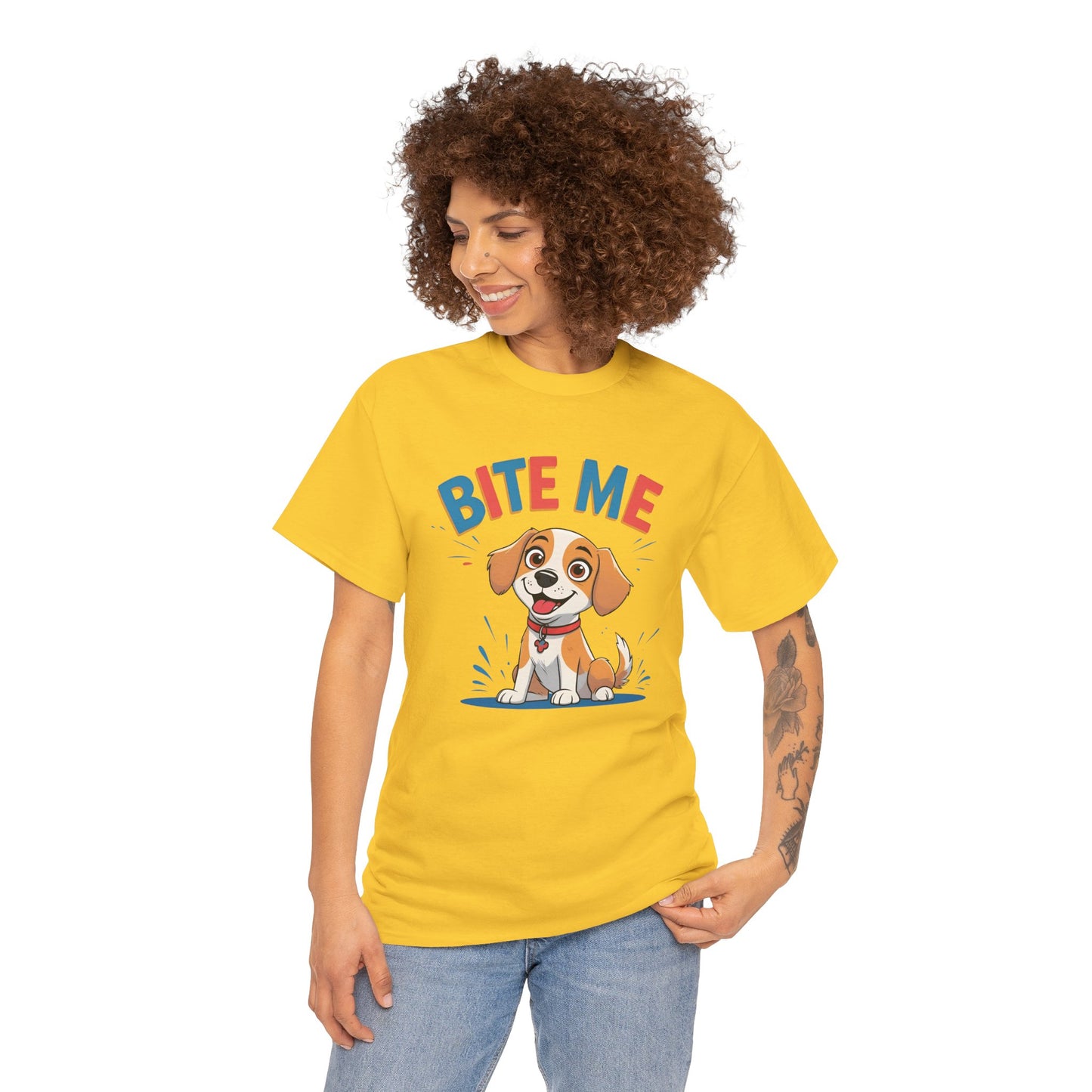 Playful Dog Lover Tee, Bite Me Unisex Cotton T-Shirt for Dog Trainers, Funny Gift for Dog Lovers, Cute Dog Apparel