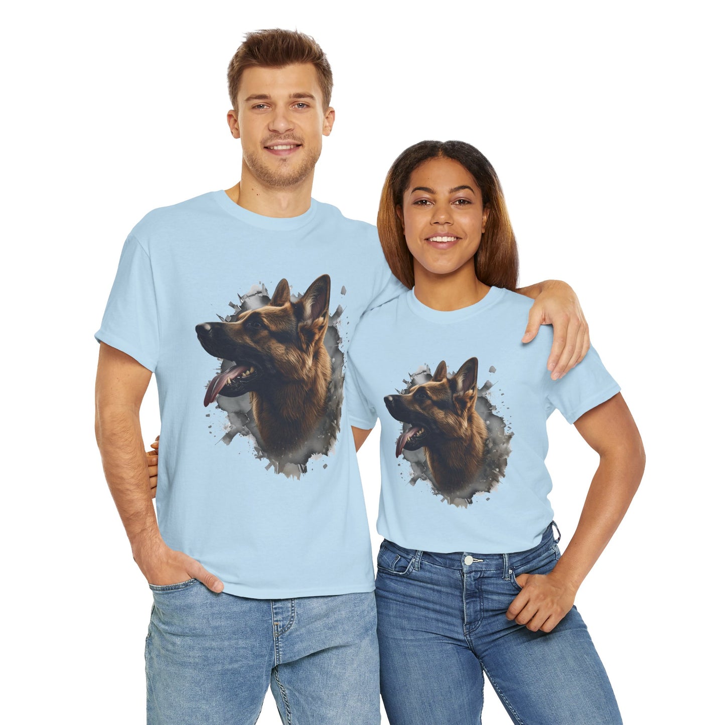 German Shepherd Lover Tee With 3D Design, Unisex Cotton Shirt, Dog T-Shirt, Pet Lovers Gift, Animal Enthusiast Apparel