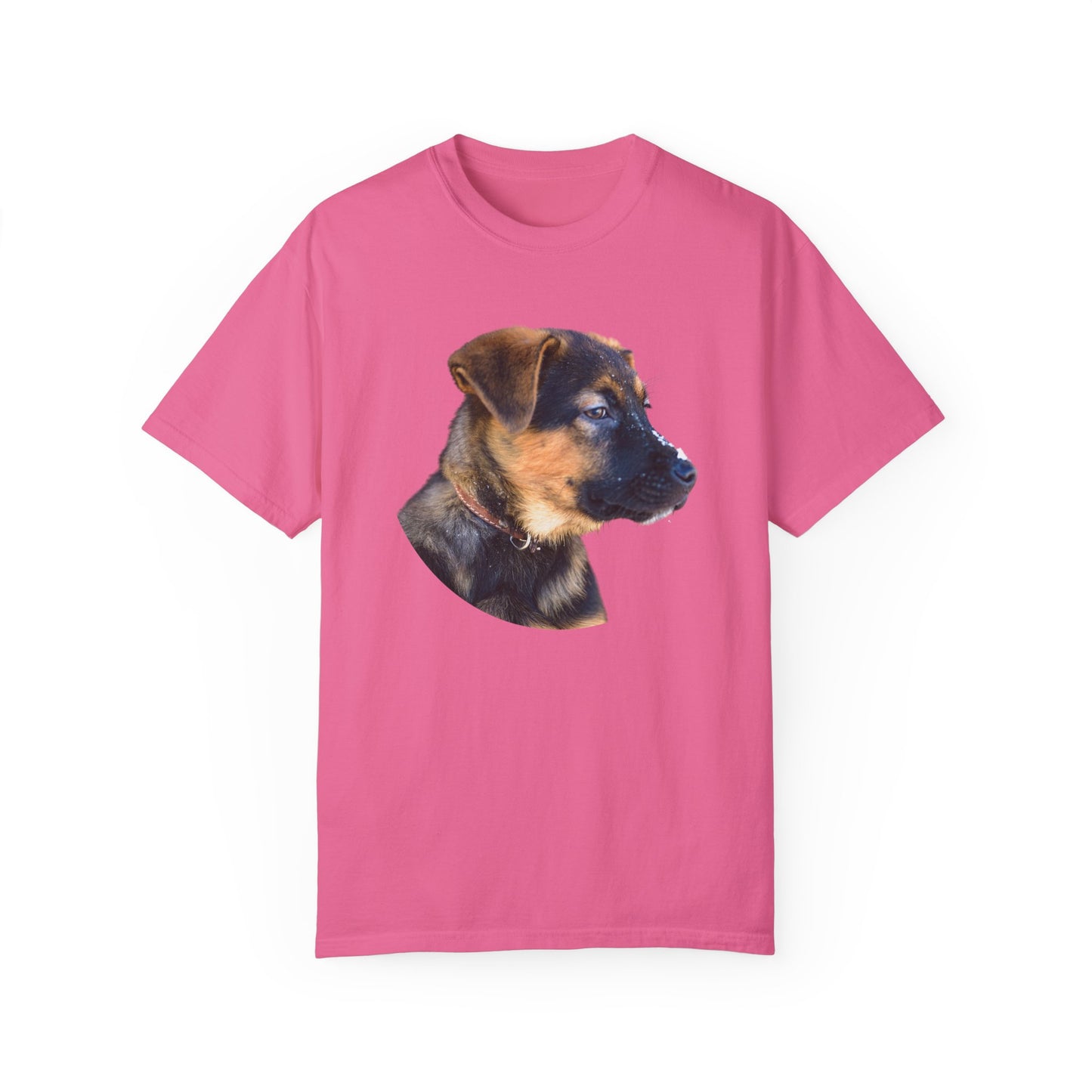 Unisex T-Shirt With Close Up Face of German Shepherd Puppy With Floppy Ears